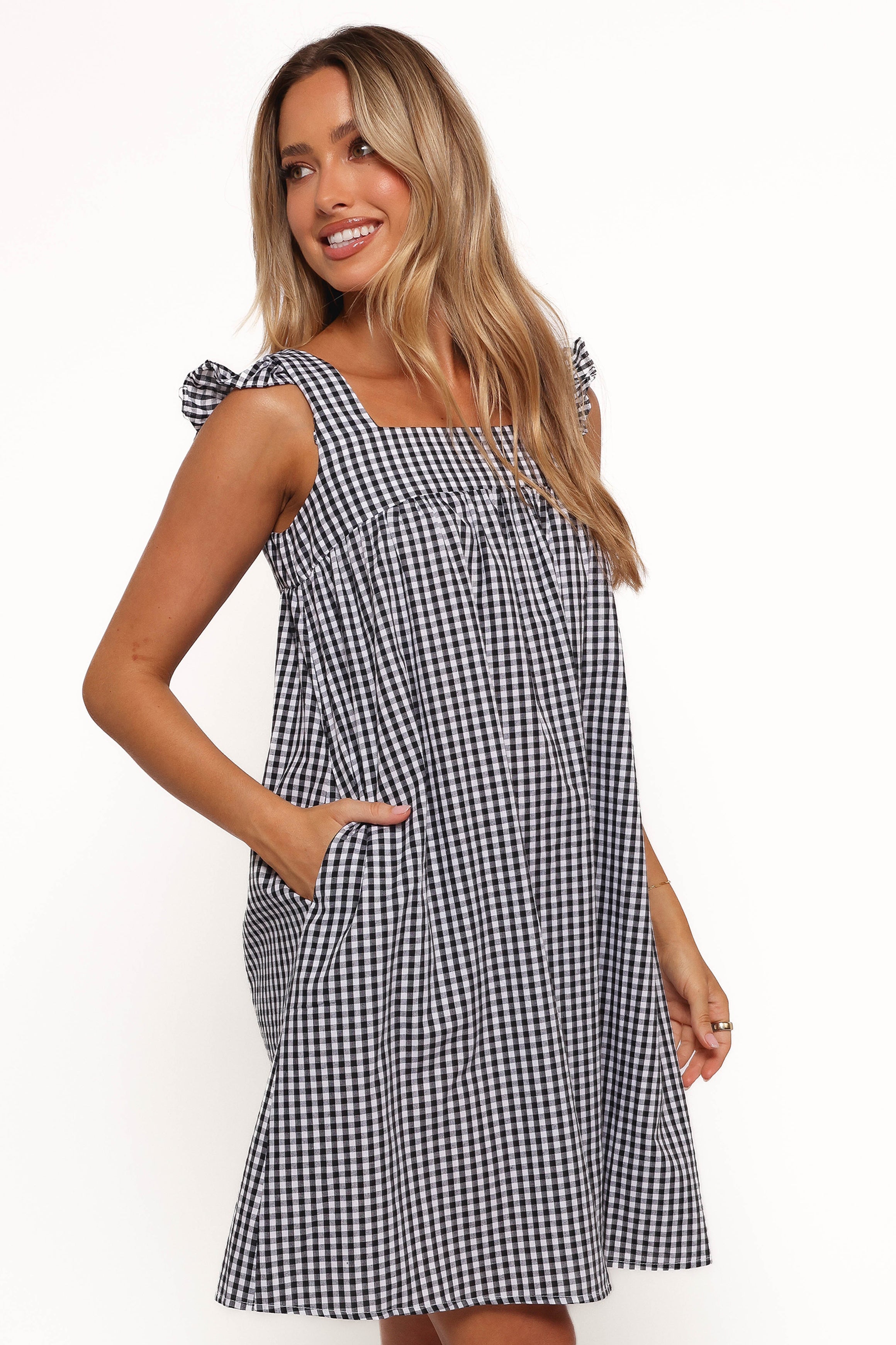 Petal and Pup USA DRESSES Nola Mini Dress - Black Gingham