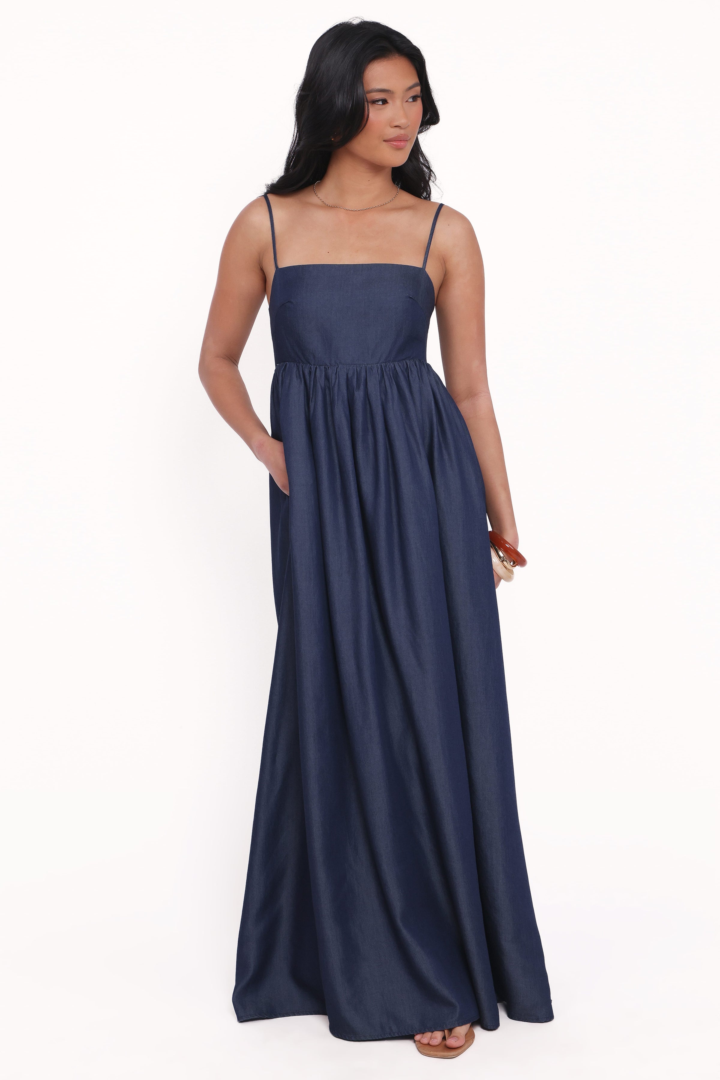 Petal and Pup USA DRESSES Odessa Maxi Dress - Dark Chambray