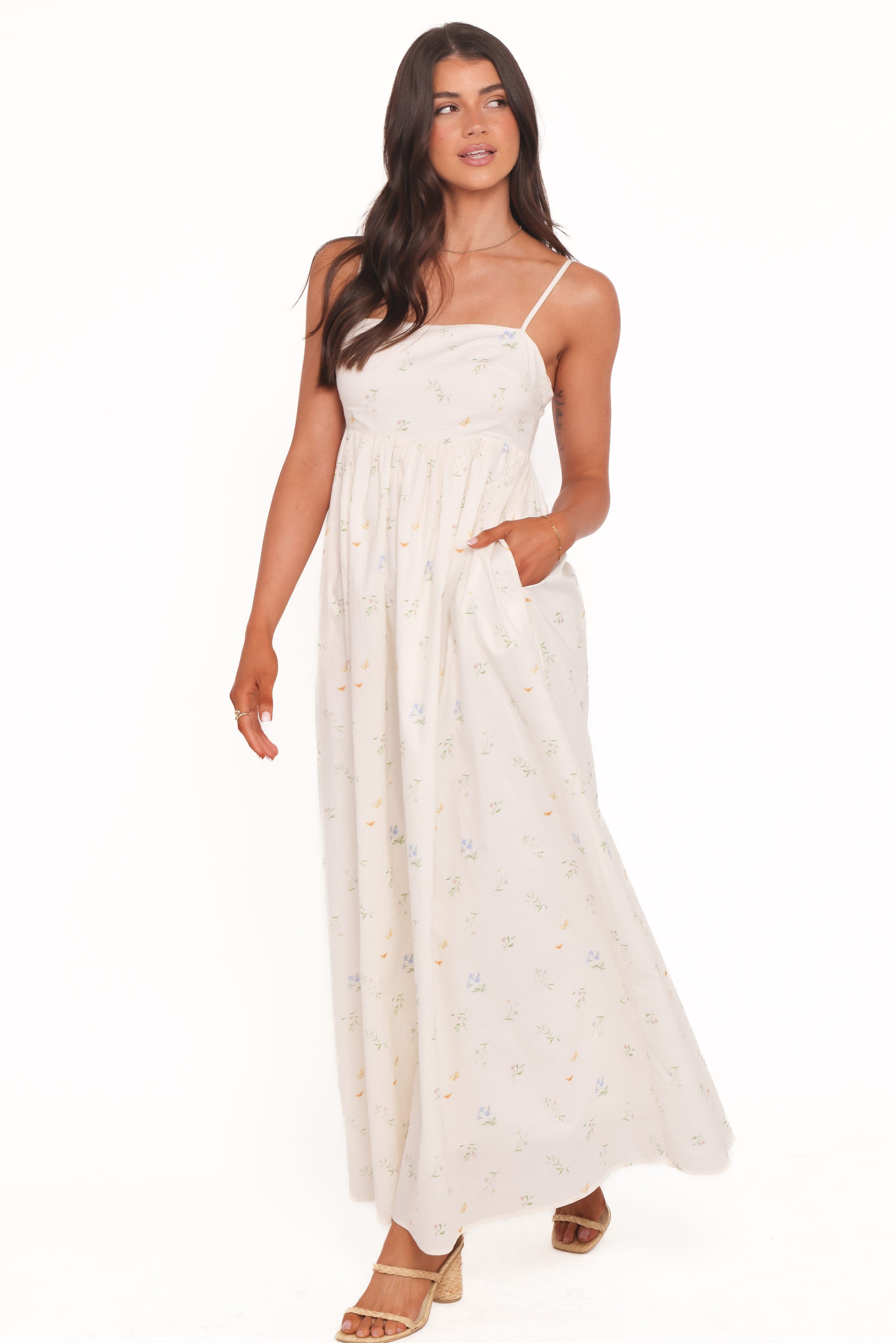 Petal and Pup USA DRESSES Odessa Maxi Dress - White Floral