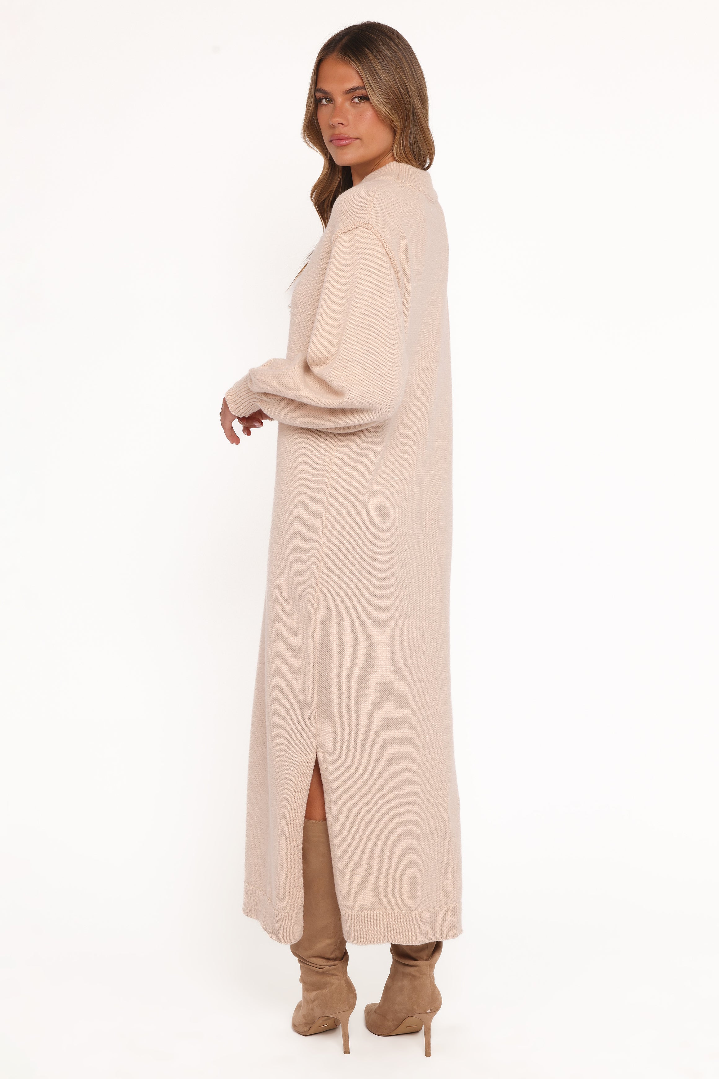 Petal and Pup USA DRESSES Odile Knit Midi Dress - Tan