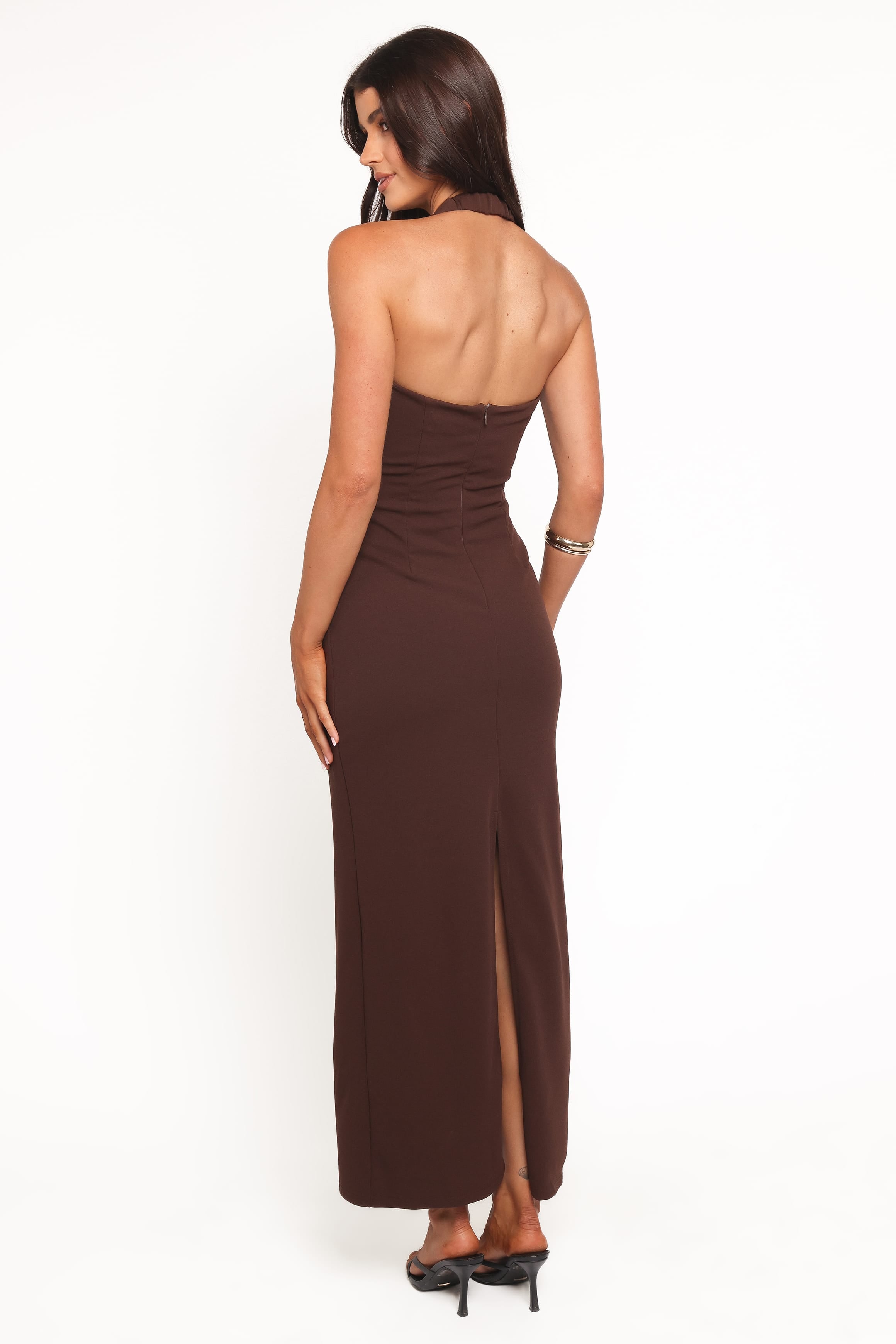 Petal and Pup USA DRESSES Ongelique Halterneck Maxi Dress - Brown