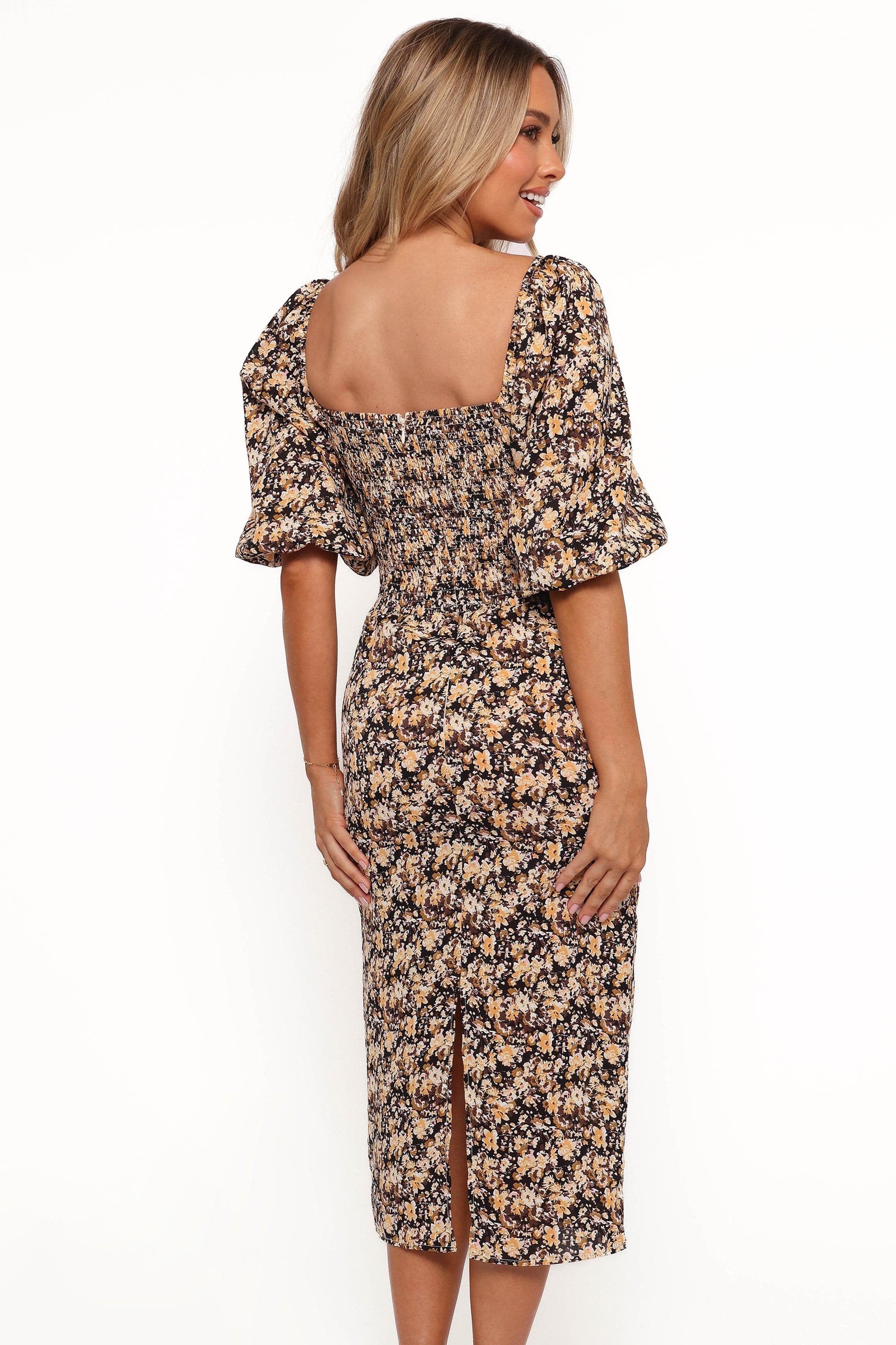Petal and Pup USA DRESSES Oona Midi Dress - Black Ditsy Floral