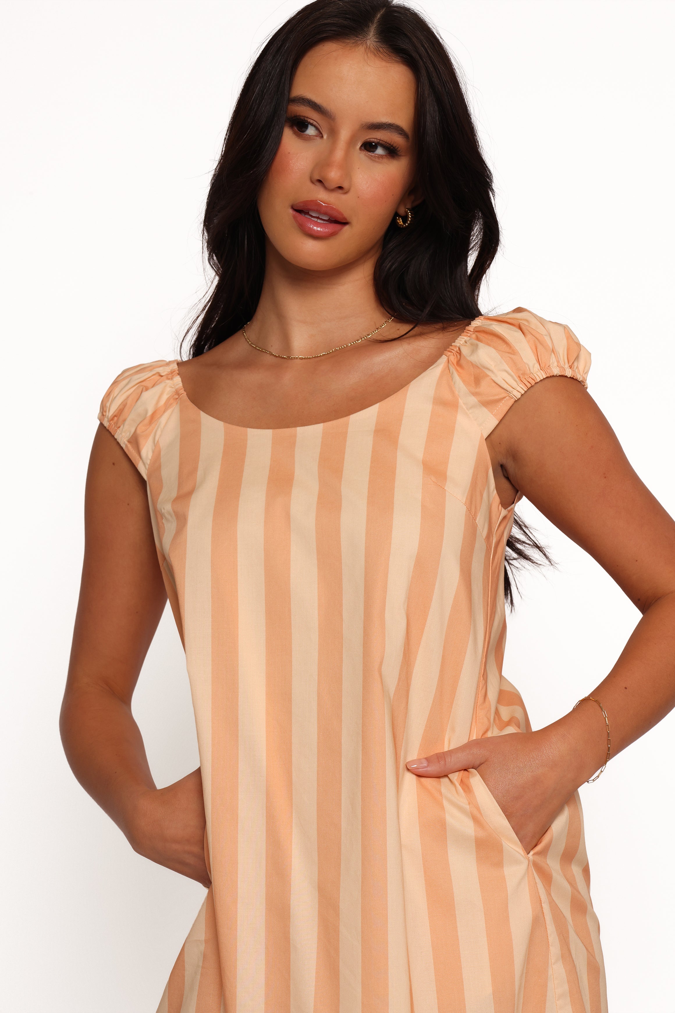 Petal and Pup USA DRESSES Pammy Mini Dress - Terracotta Stripe