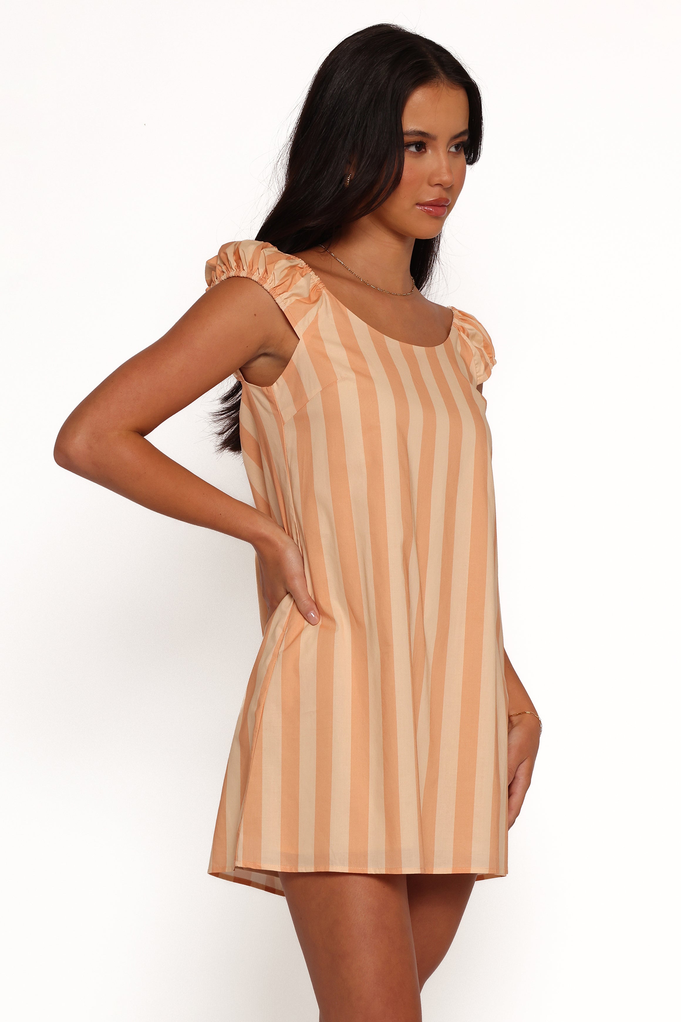Petal and Pup USA DRESSES Pammy Mini Dress - Terracotta Stripe