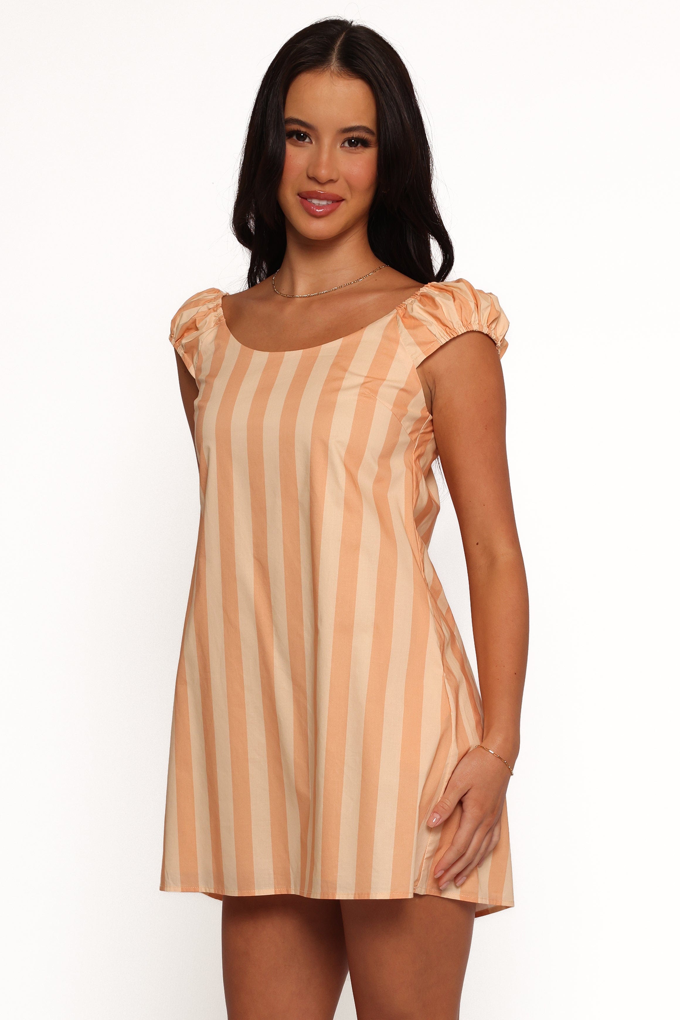 Petal and Pup USA DRESSES Pammy Mini Dress - Terracotta Stripe