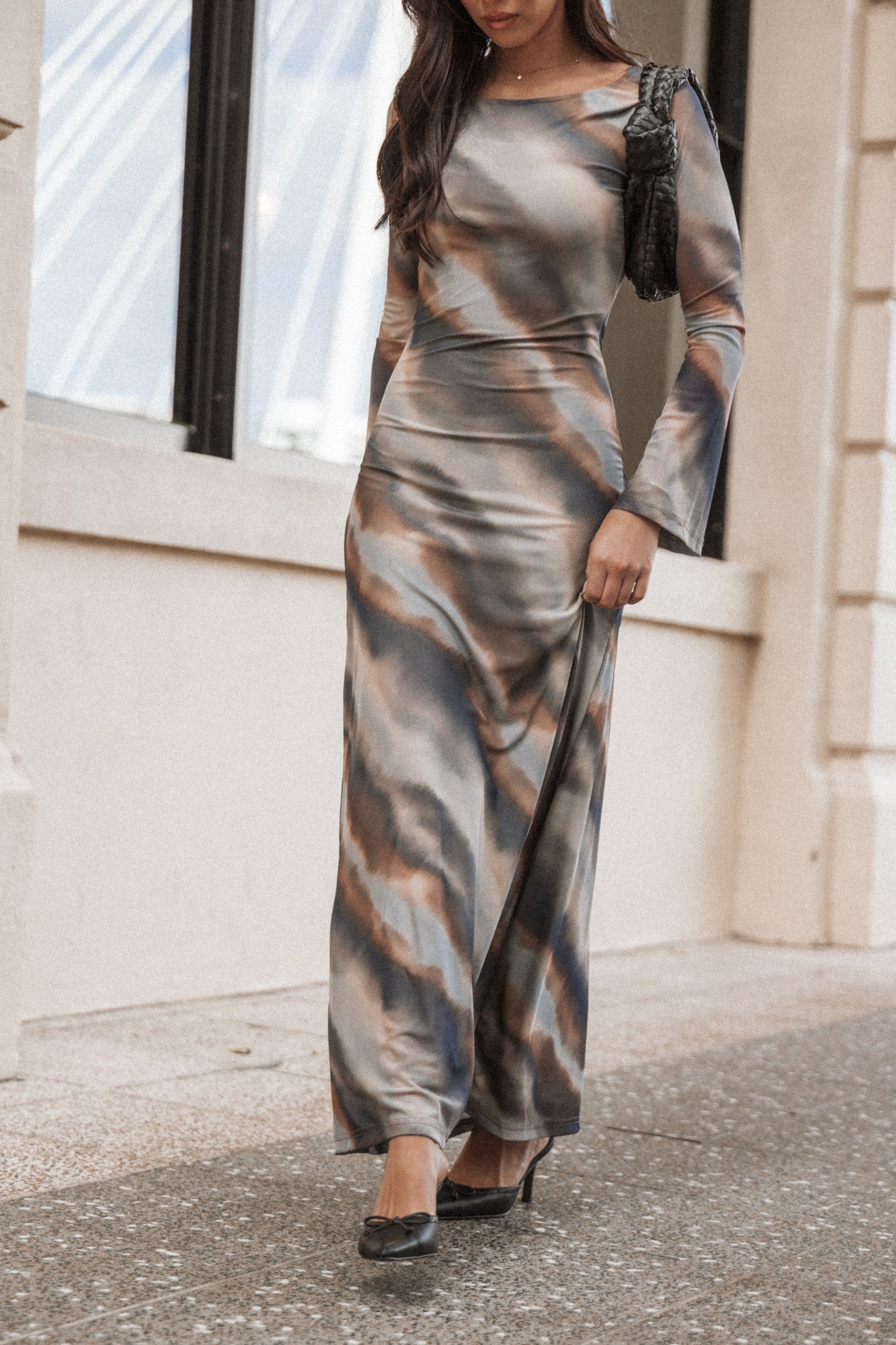 Petal and Pup USA DRESSES Pandora Long Sleeve Maxi Dress - Ombre Stripe