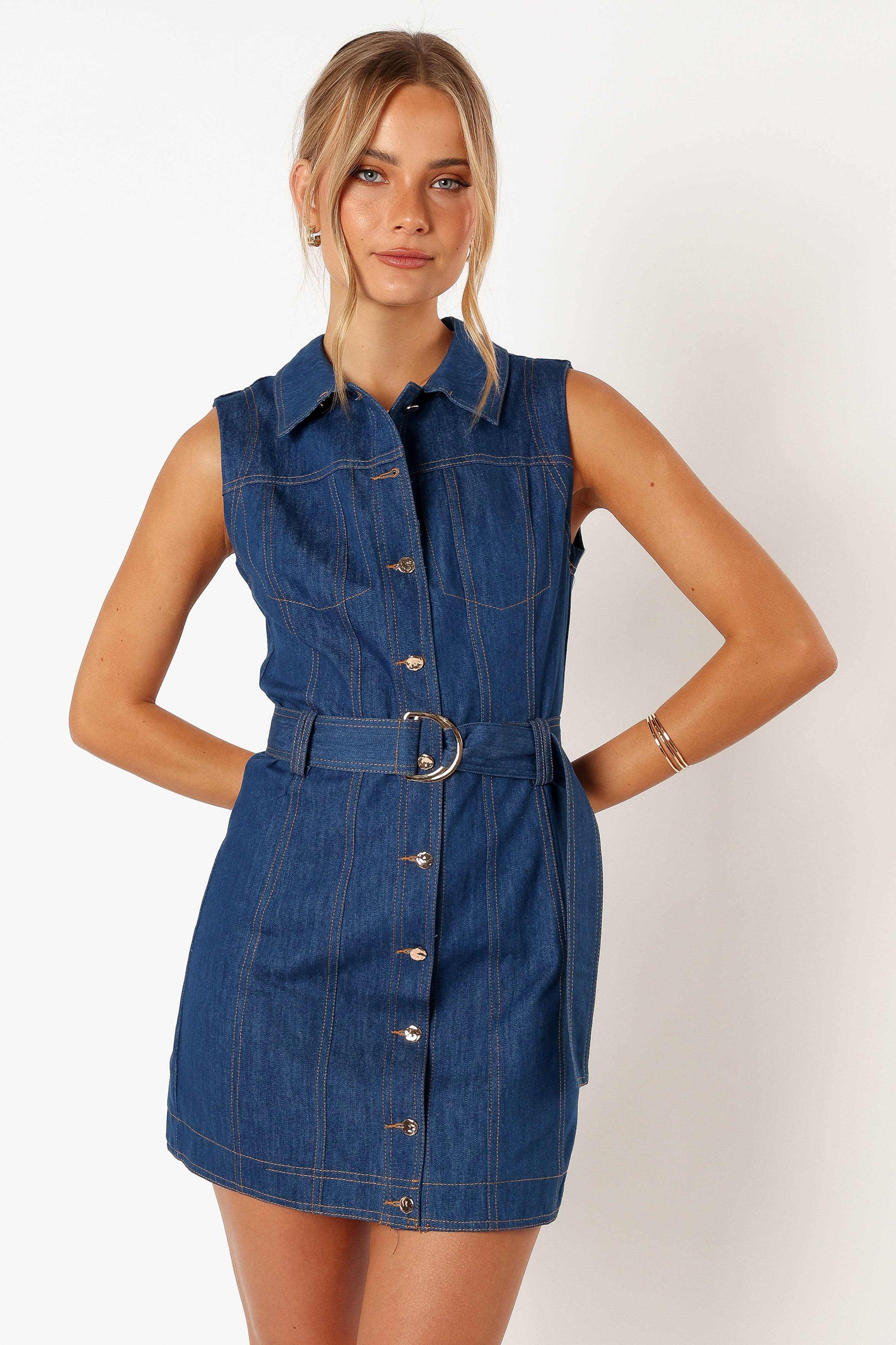 Petal and Pup USA DRESSES Parker Mini Dress - Denim