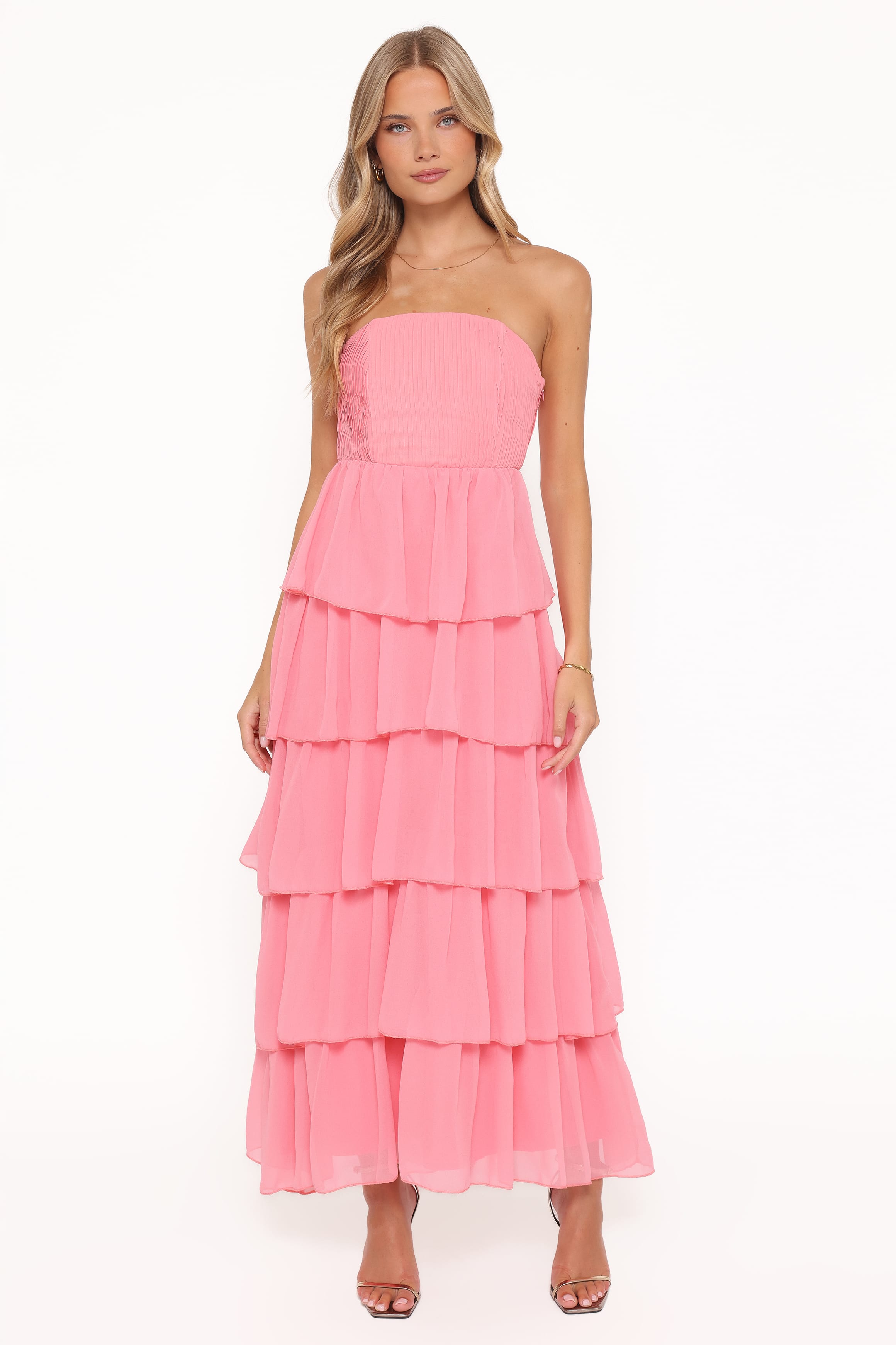Petal and Pup USA DRESSES Peachester Strapless Maxi Dress - Coral