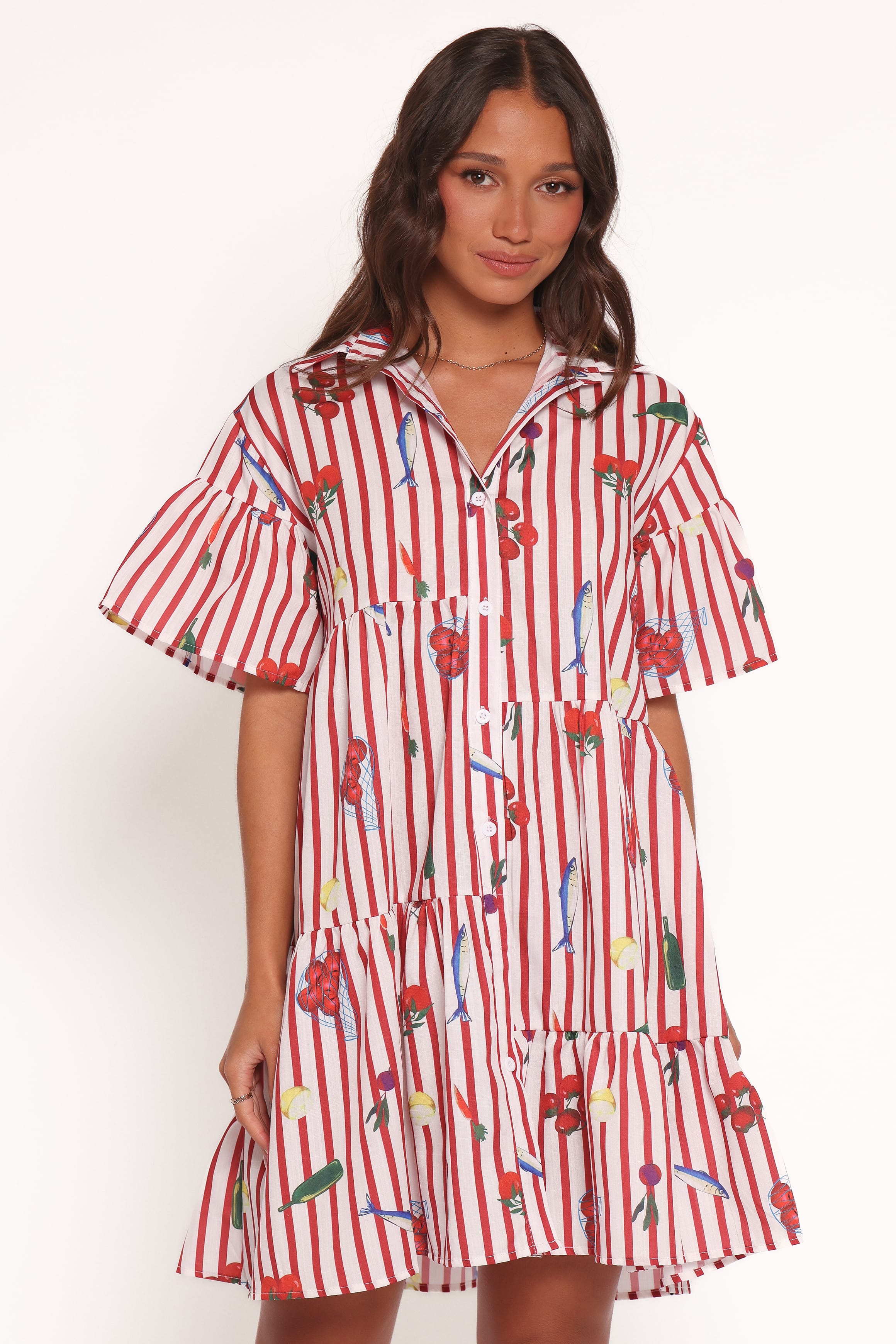 Petal and Pup USA DRESSES Peachy Mini Dress - Red Picnic Stripe