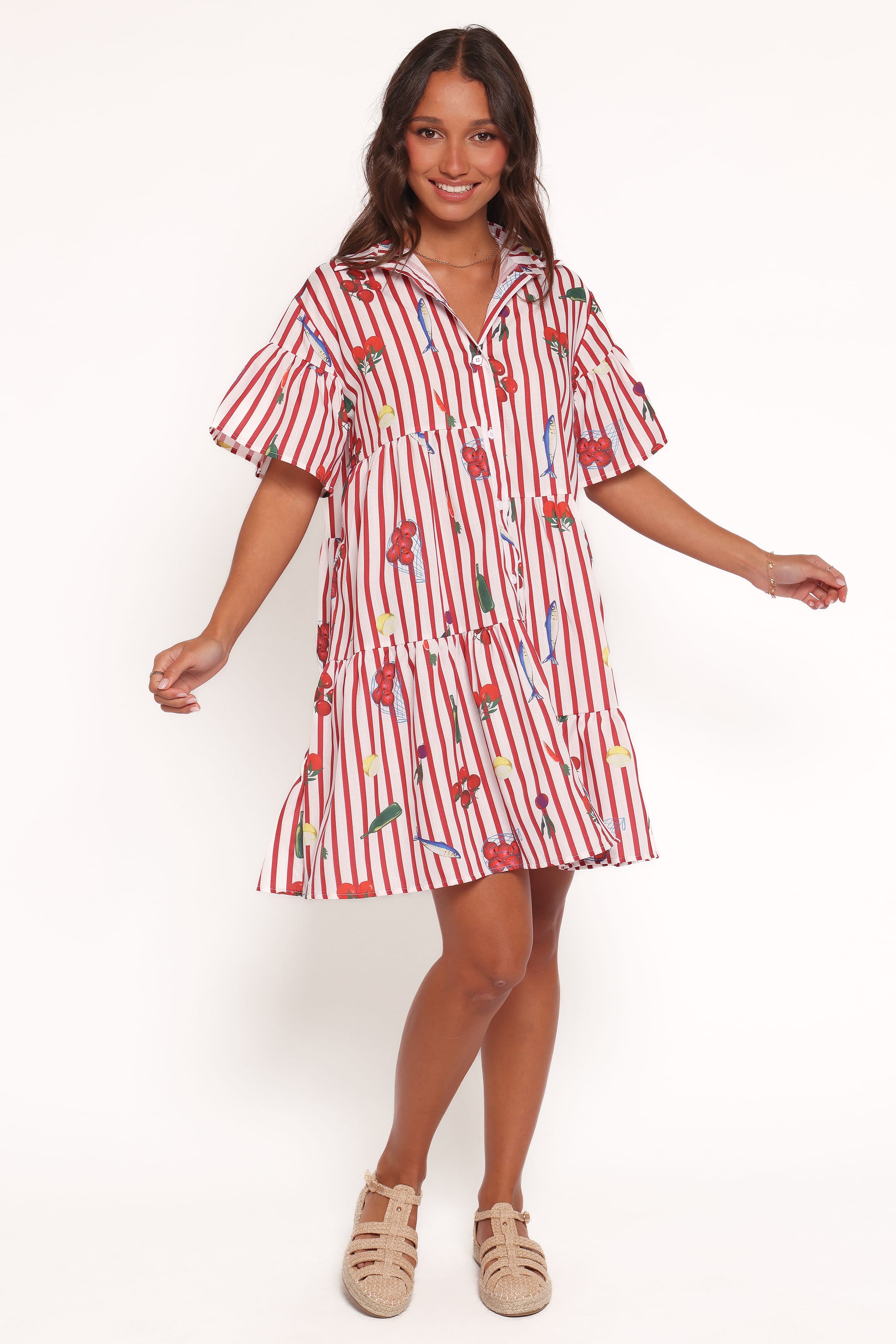 Petal and Pup USA DRESSES Peachy Mini Dress - Red Picnic Stripe