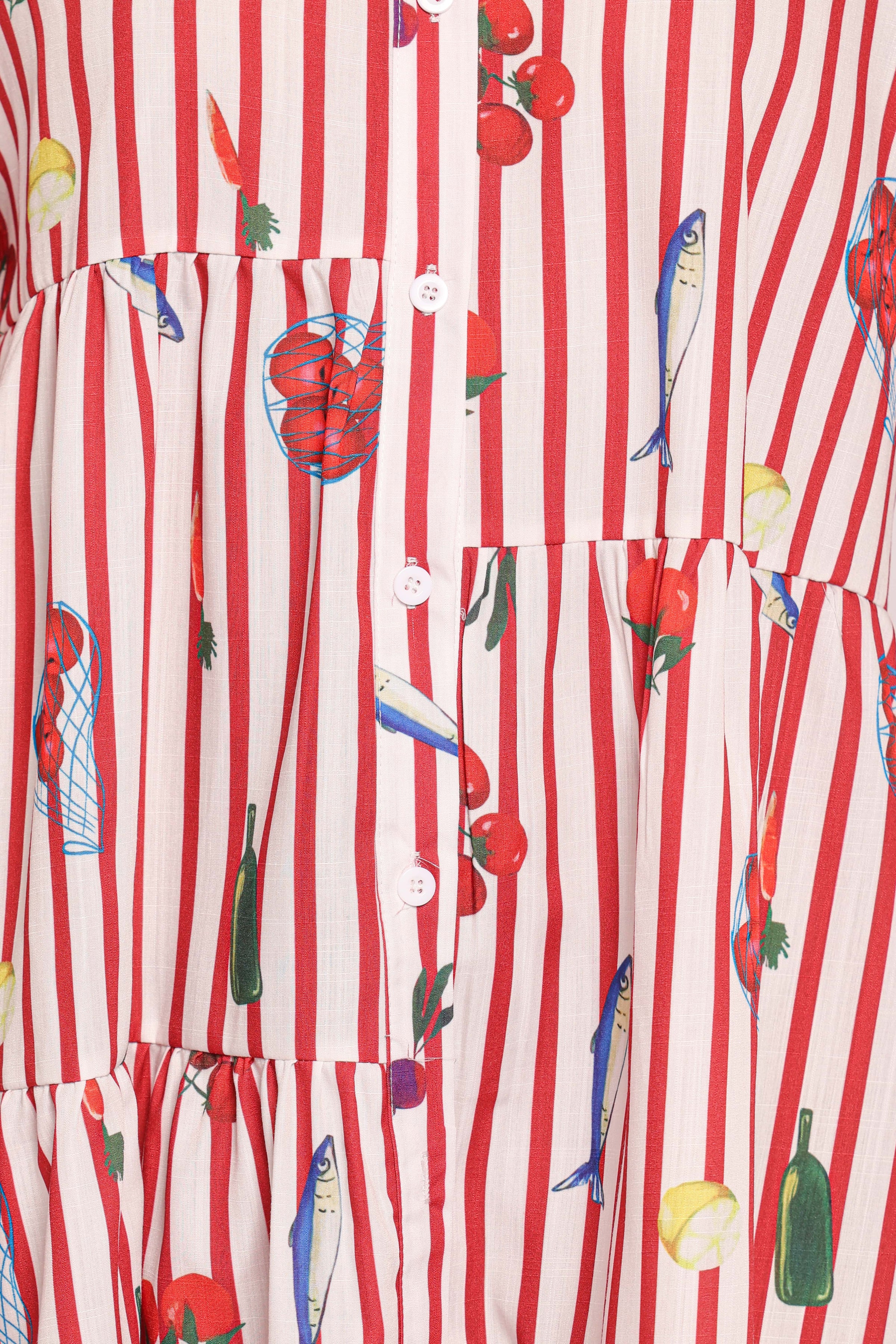Petal and Pup USA DRESSES Peachy Mini Dress - Red Picnic Stripe