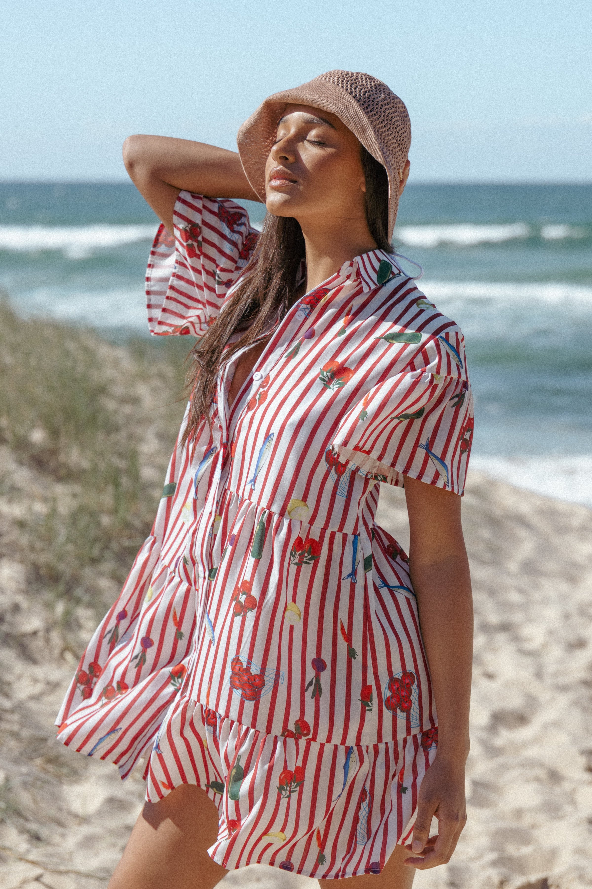 Petal and Pup USA DRESSES Peachy Mini Dress - Red Picnic Stripe