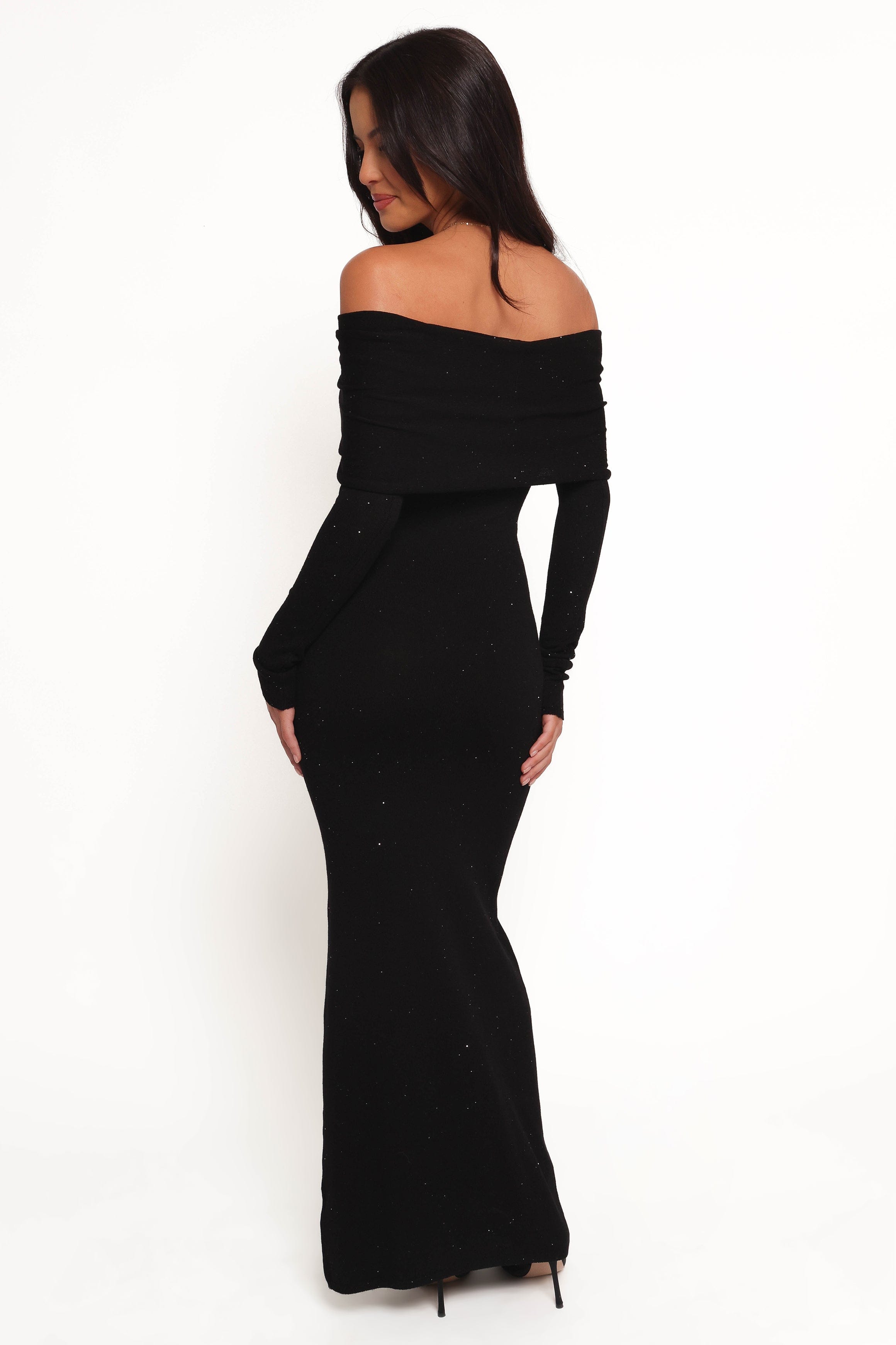 Petal and Pup USA DRESSES Pennie Maxi Dress - Black Sequin Knit