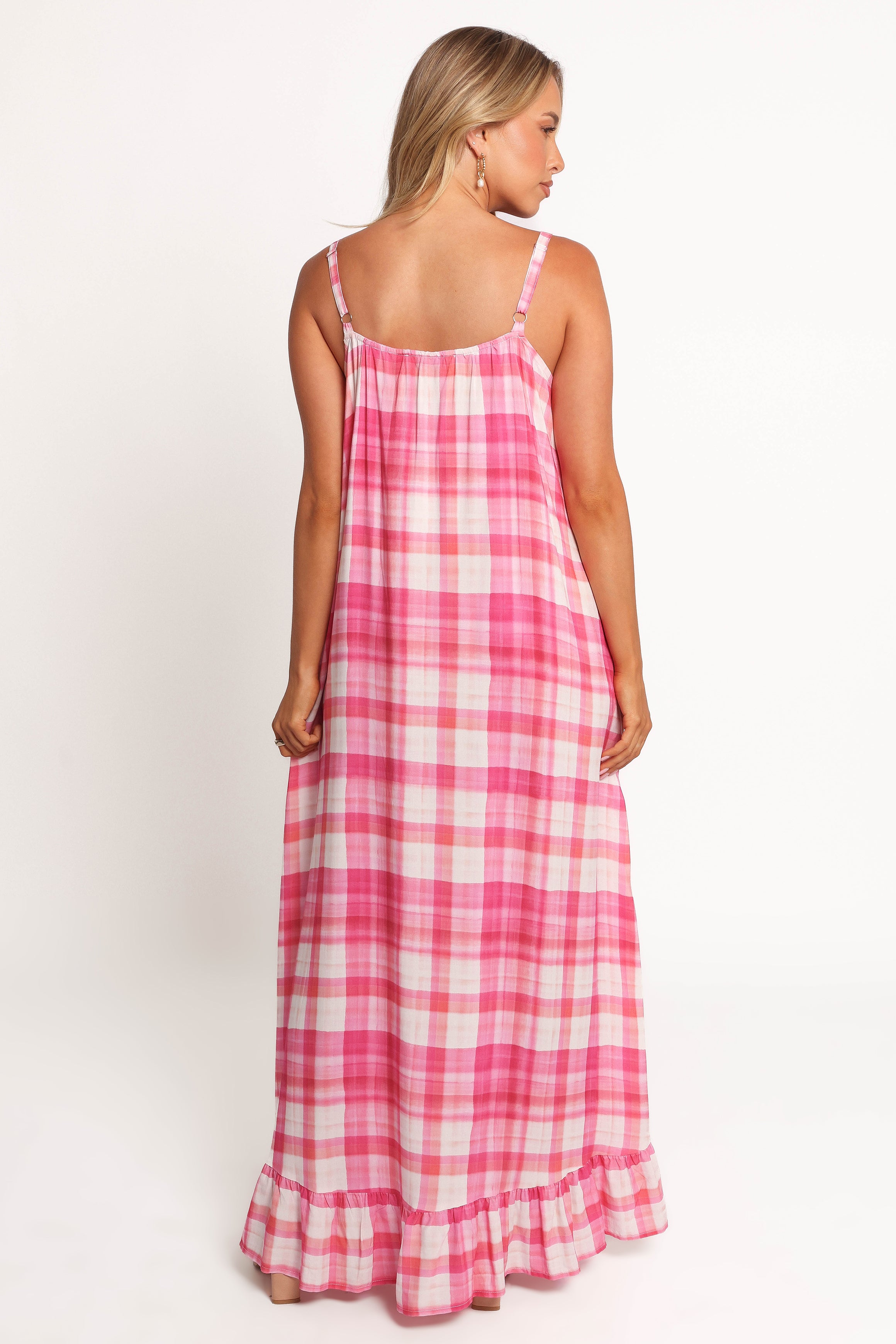 Petal and Pup USA DRESSES Perle Maxi Dress - Pink Check (Hold for Rack)