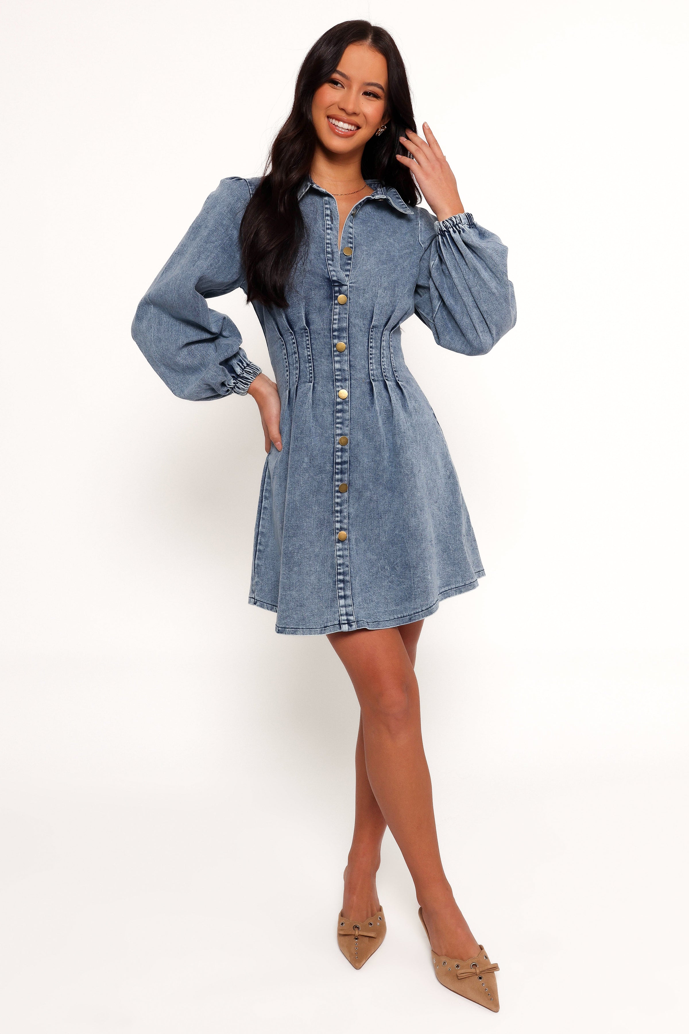 Petal and Pup USA DRESSES Phoenix Long Sleeve Mini Dress - Denim