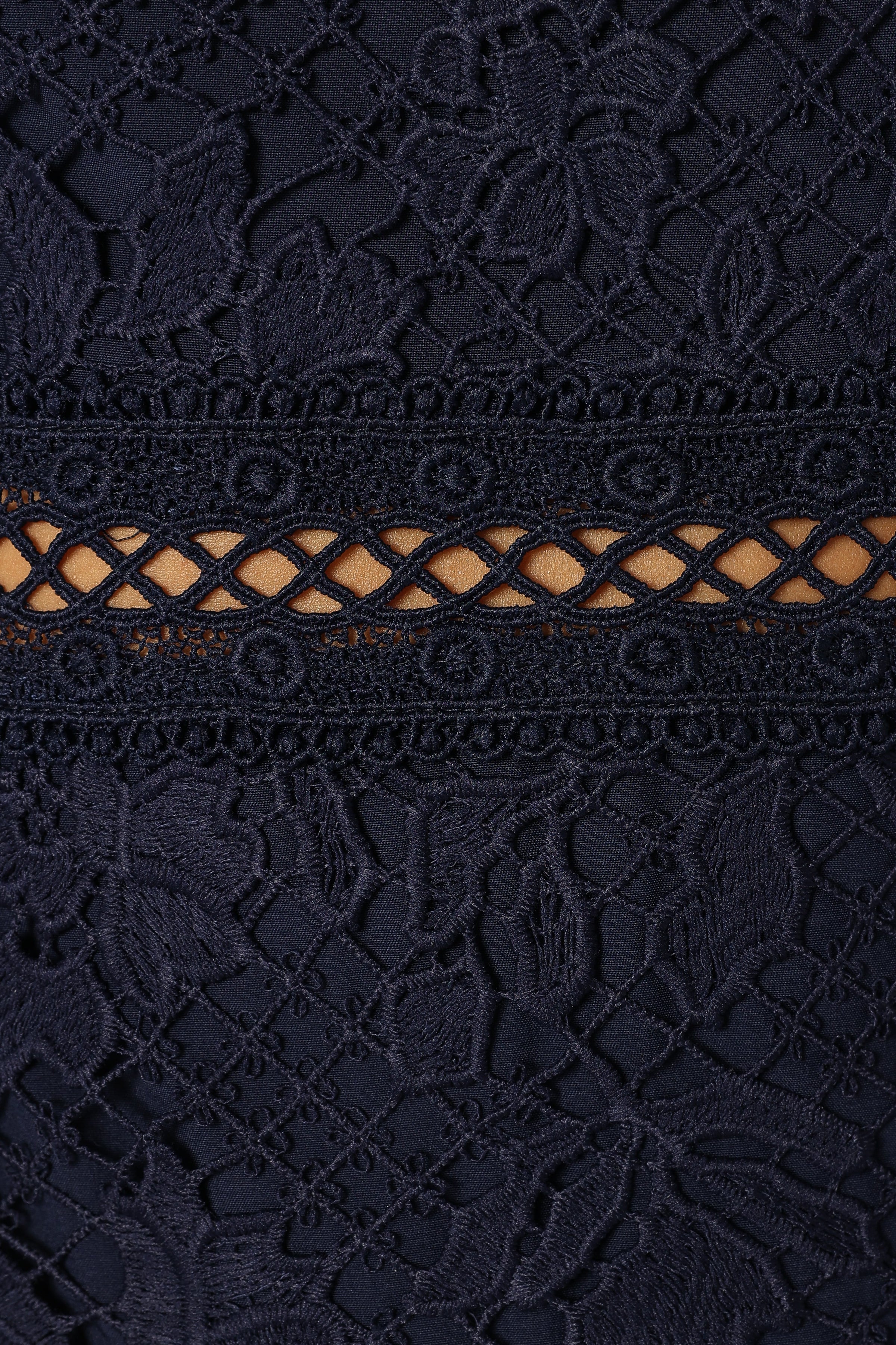 Petal and Pup USA DRESSES Pia Long Sleeve Midi Dress - Navy