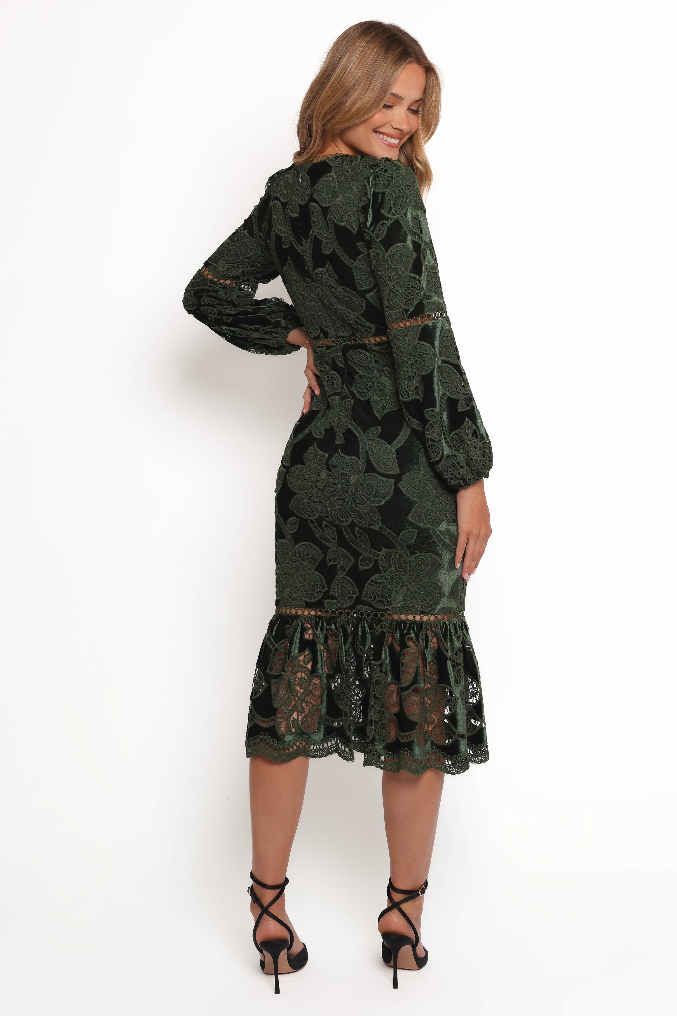 Petal and Pup USA DRESSES Pierre Long Sleeve Maxi Dress - Deep Velvet Green