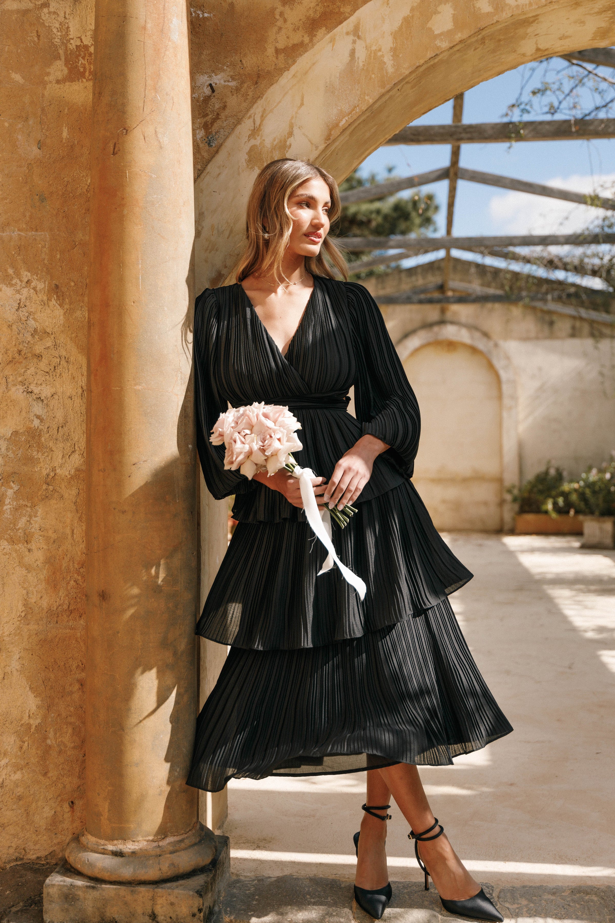 Petal and Pup USA DRESSES PIppa Long SLeeve Midi Dress - Black (Hold for Rack)