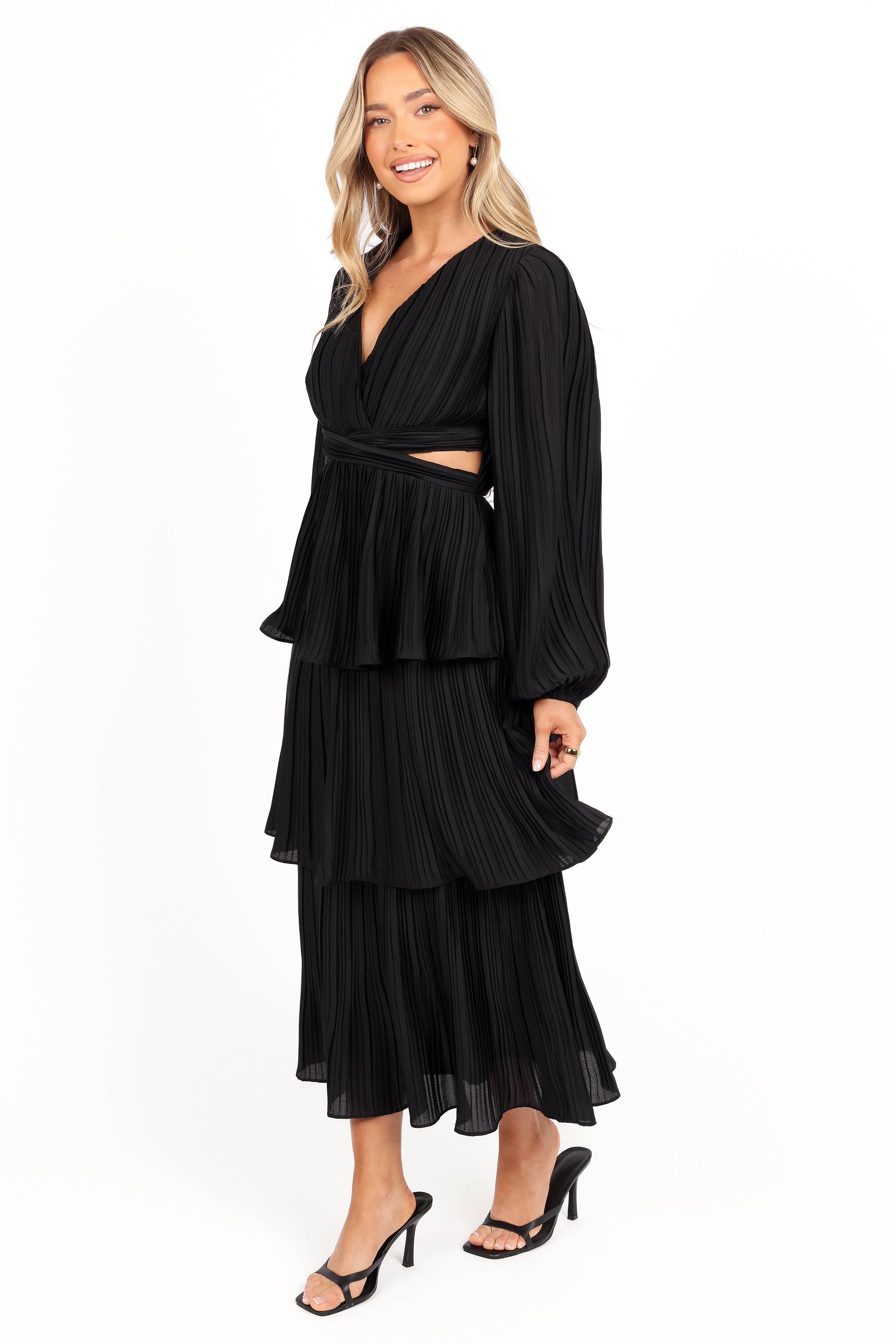 Petal and Pup USA DRESSES PIppa Long SLeeve Midi Dress - Black (Hold for Rack)