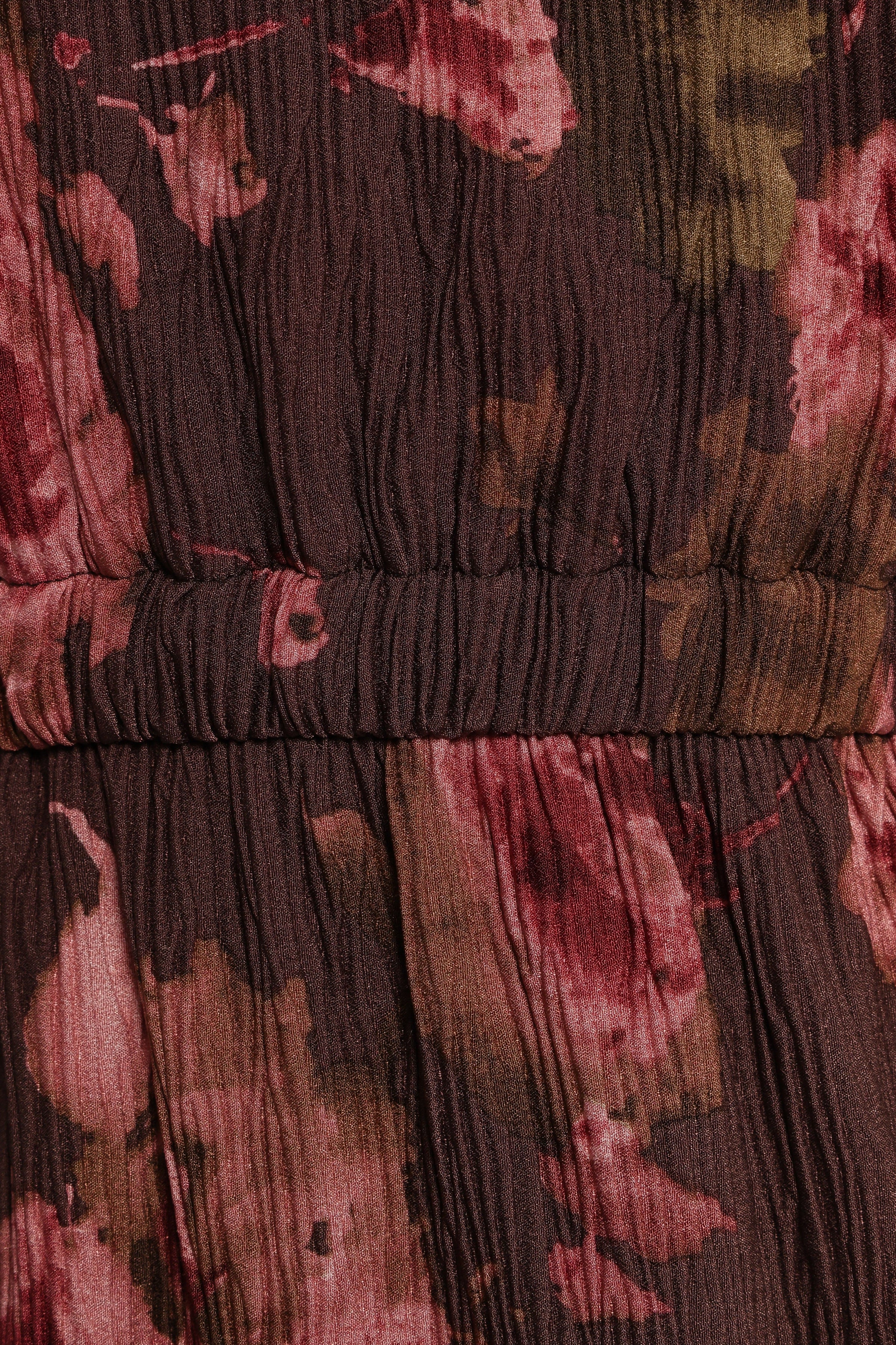 Petal and Pup USA DRESSES Pontee One Shoulder Pleated Midi Dress - Chocolate Brown