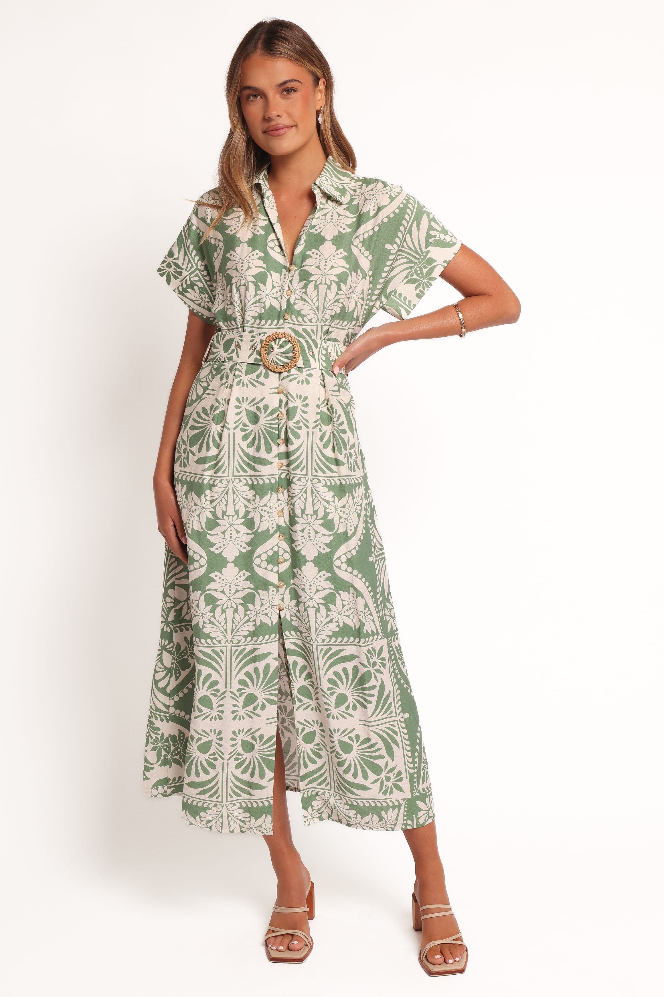 Petal and Pup USA DRESSES Preston Midi Dress - Green Floral