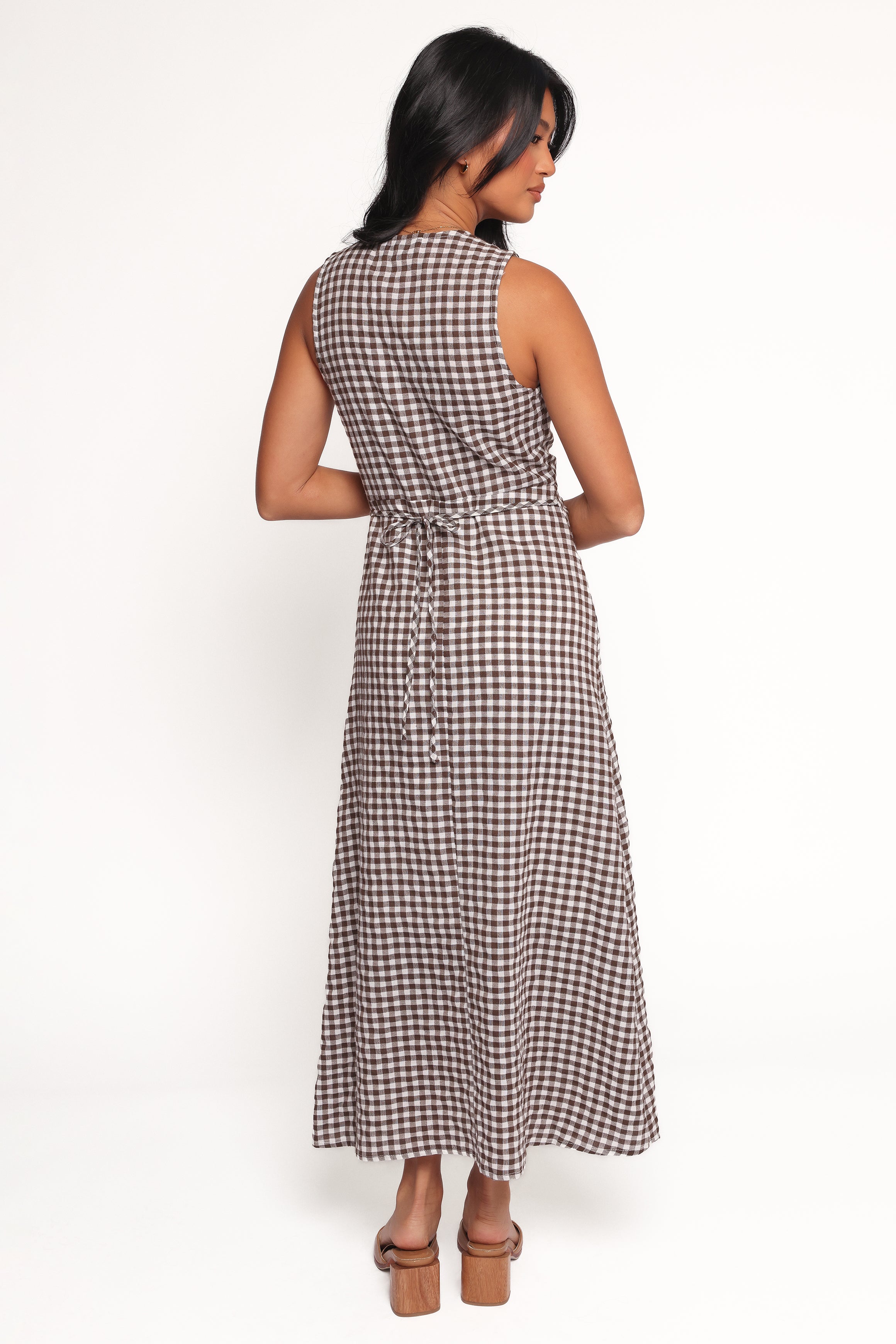 Petal and Pup USA DRESSES Queenie Midi Dress - Brown Gingham