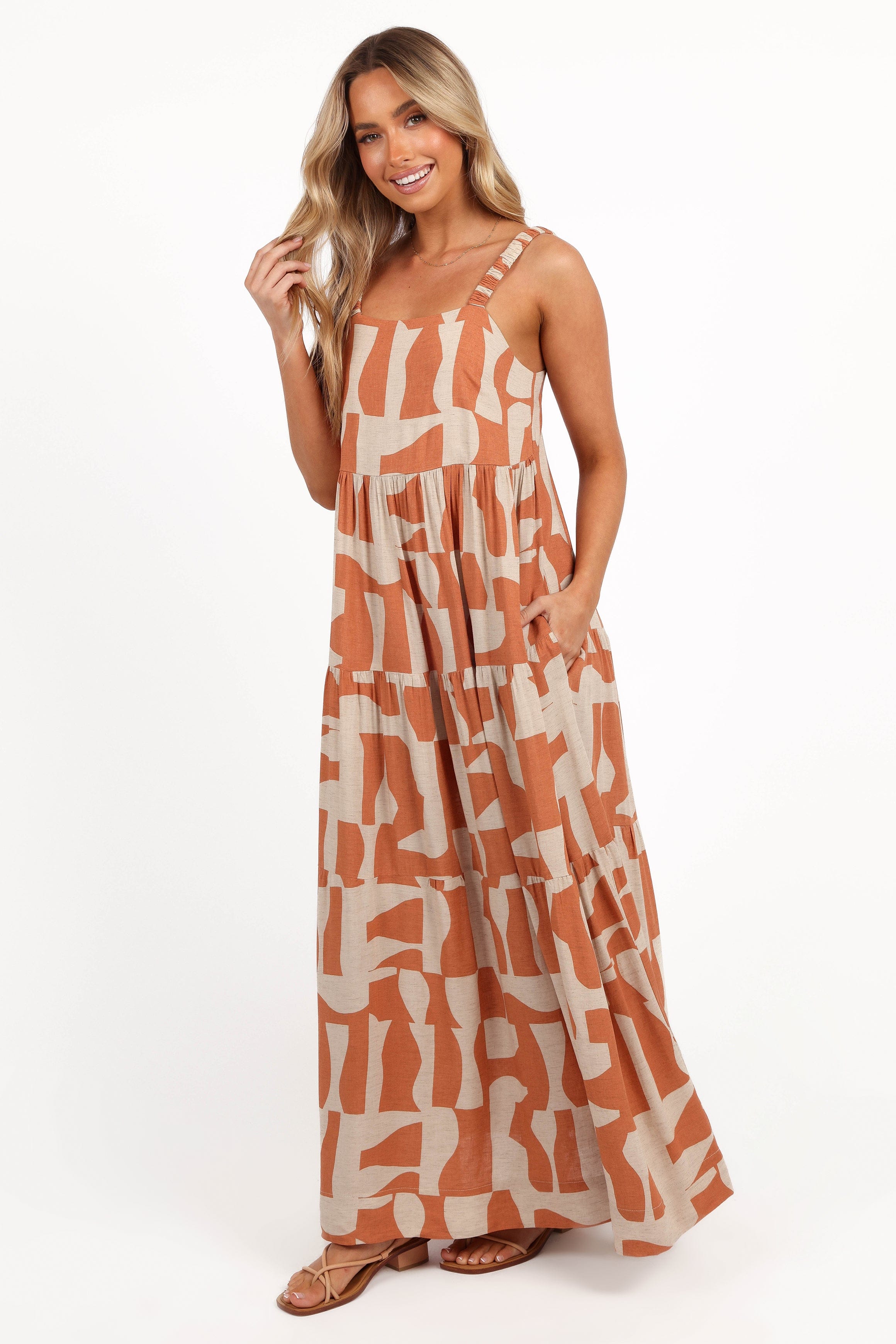 Petal and Pup USA DRESSES Quincy Maxi Dress - Natural/Camel