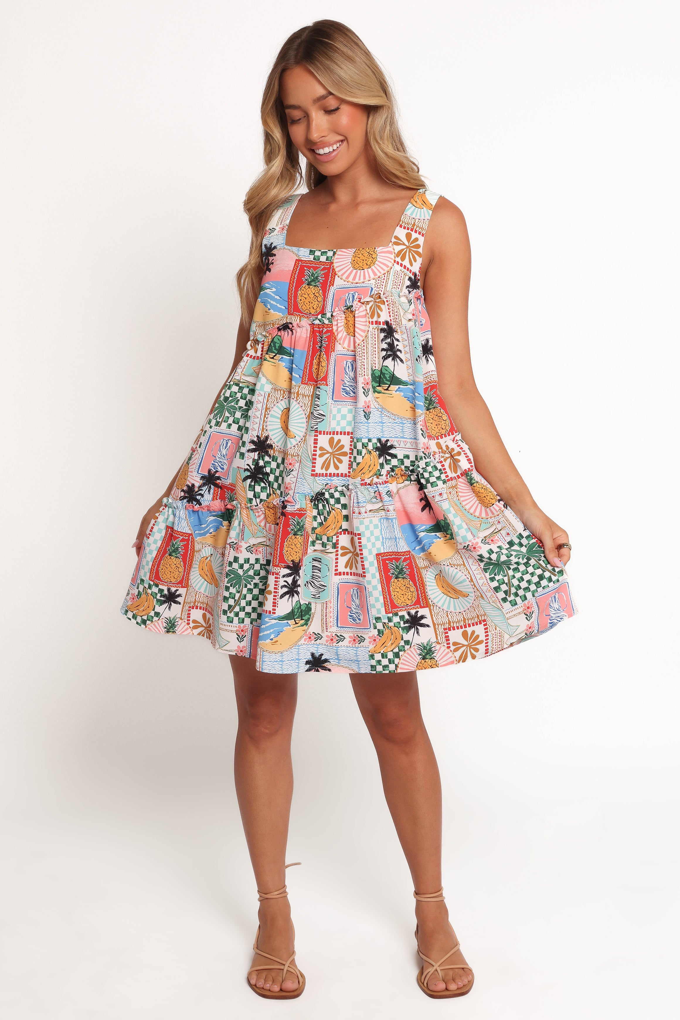 Petal and Pup USA DRESSES Rafaela Mini Dress - Off White Multi