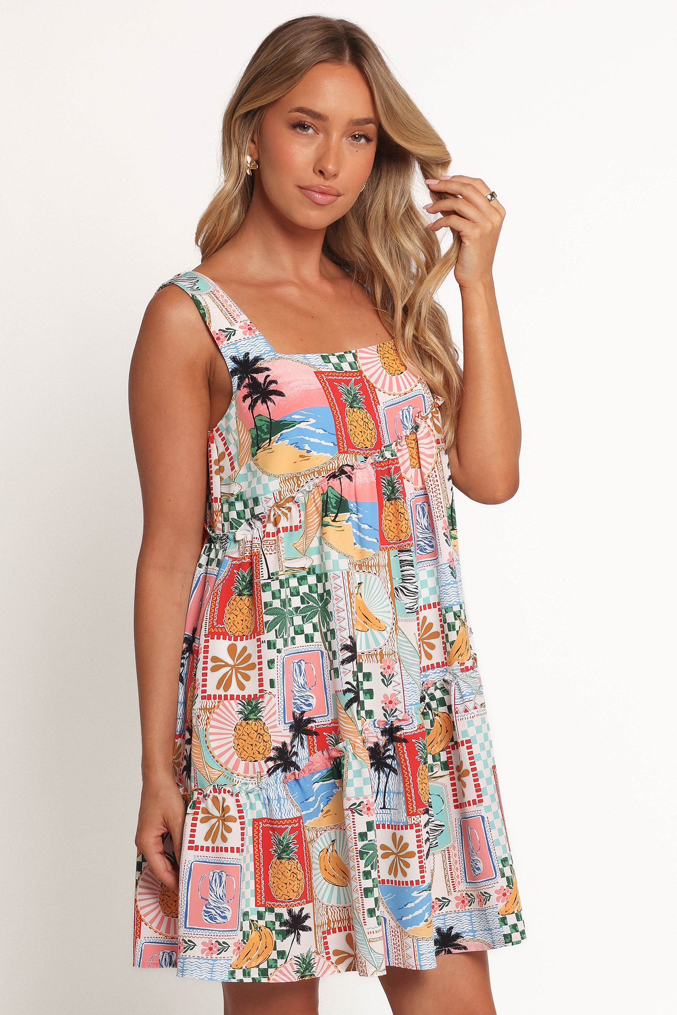 Petal and Pup USA DRESSES Rafaela Mini Dress - Off White Multi