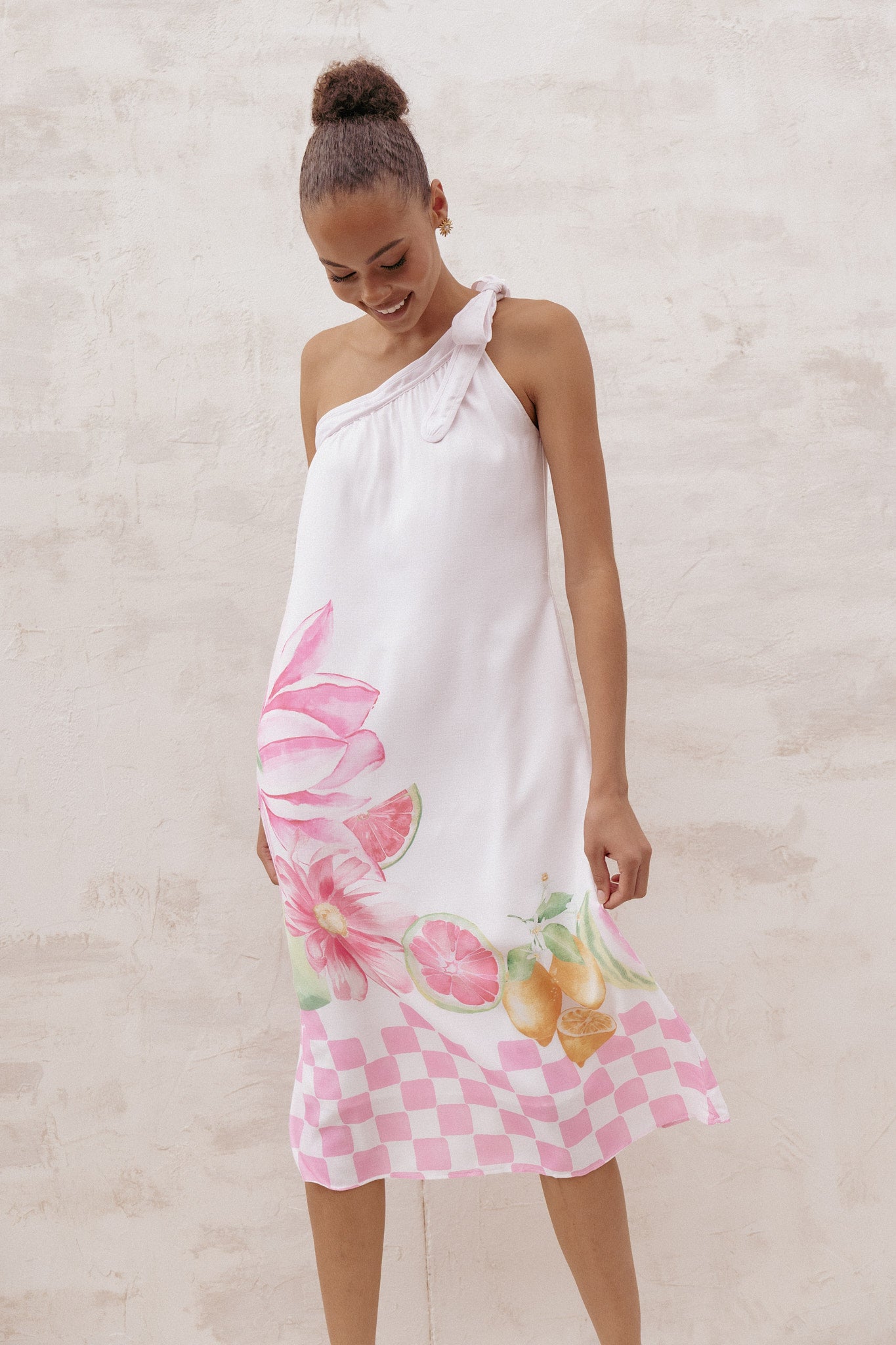 Petal and Pup USA DRESSES Reagan One Shoulder Midi Dress - Pink (Hold for Rack)