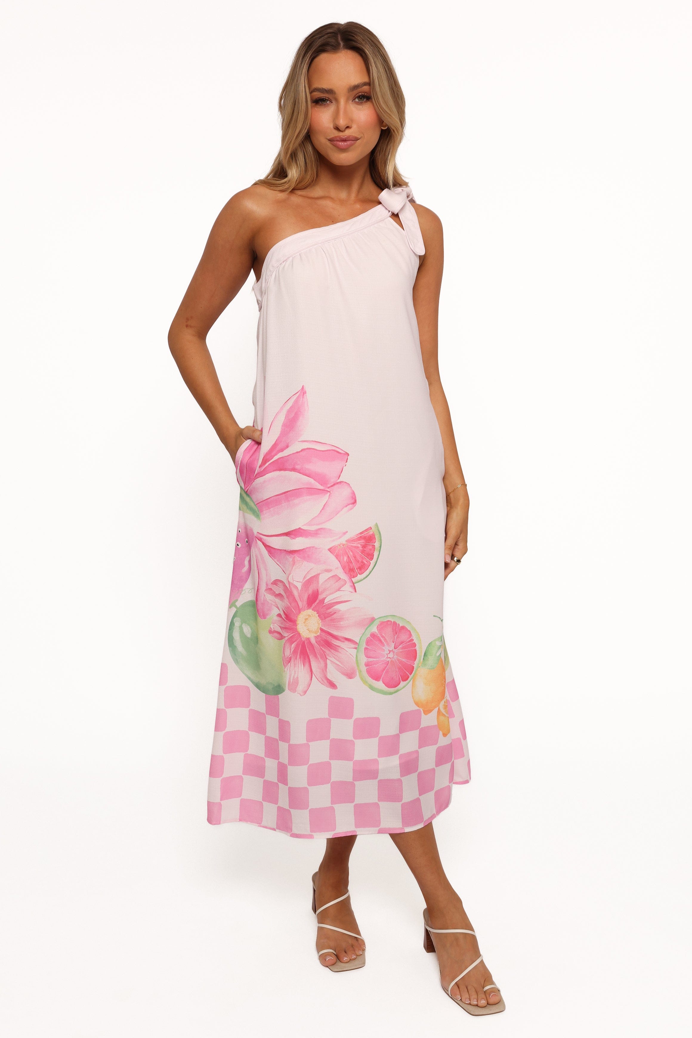 Petal and Pup USA DRESSES Reagan One Shoulder Midi Dress - Pink (Hold for Rack)