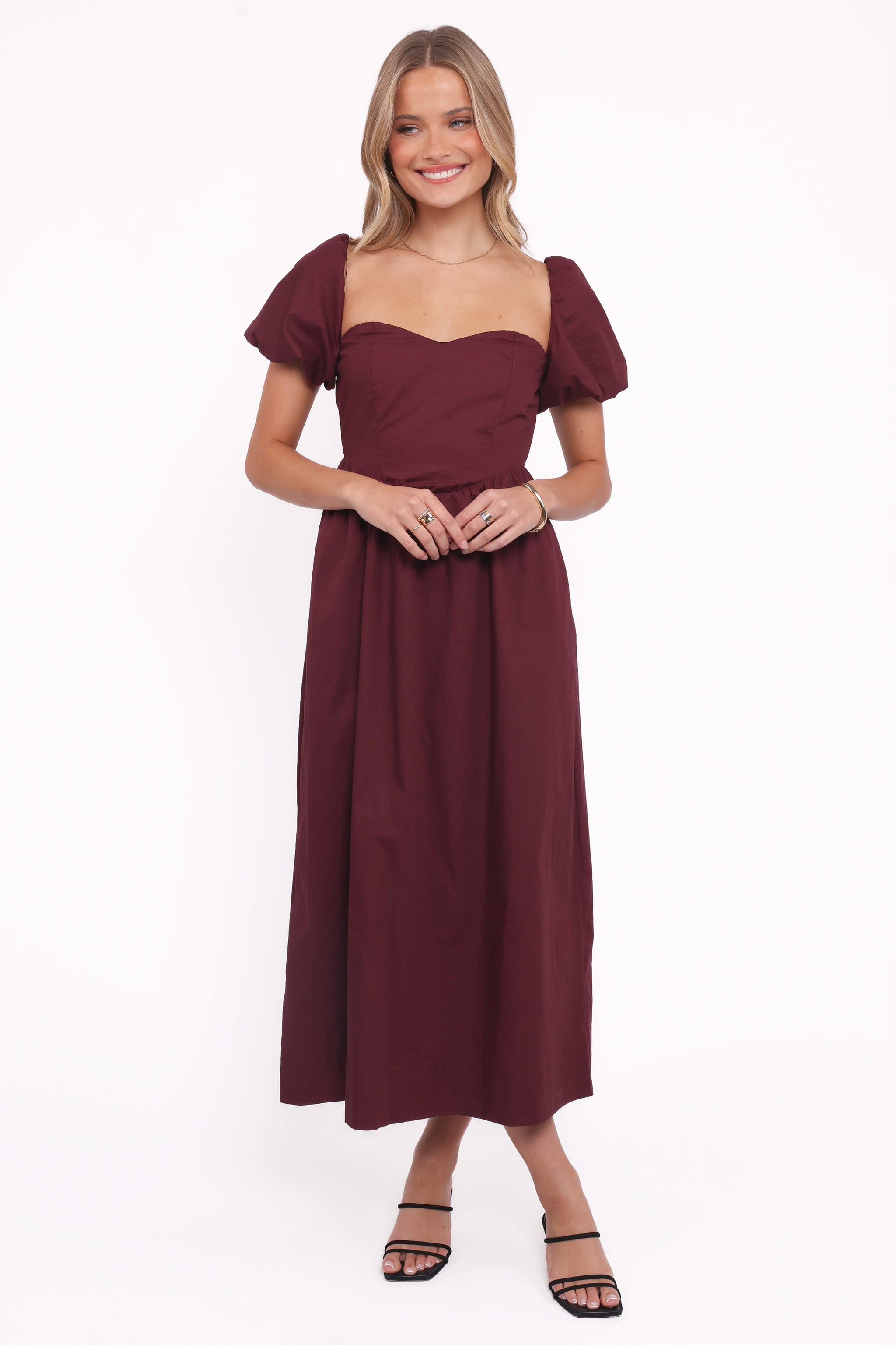 cherry brown dress Yvette Slip Maxi Dress With Asymmetrical Hem
