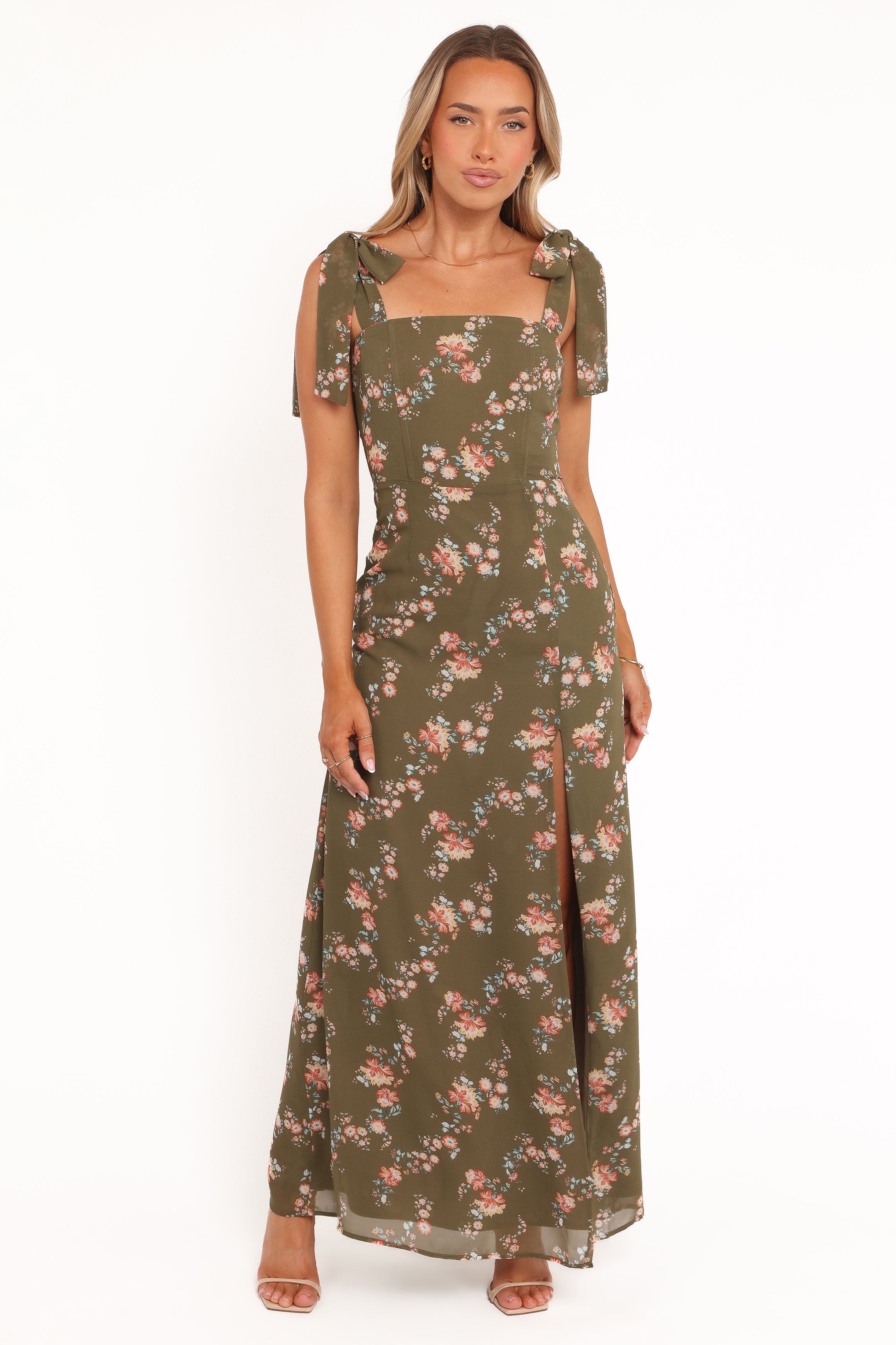 Petal and Pup USA DRESSES Renita Maxi Dress - Olive Floral
