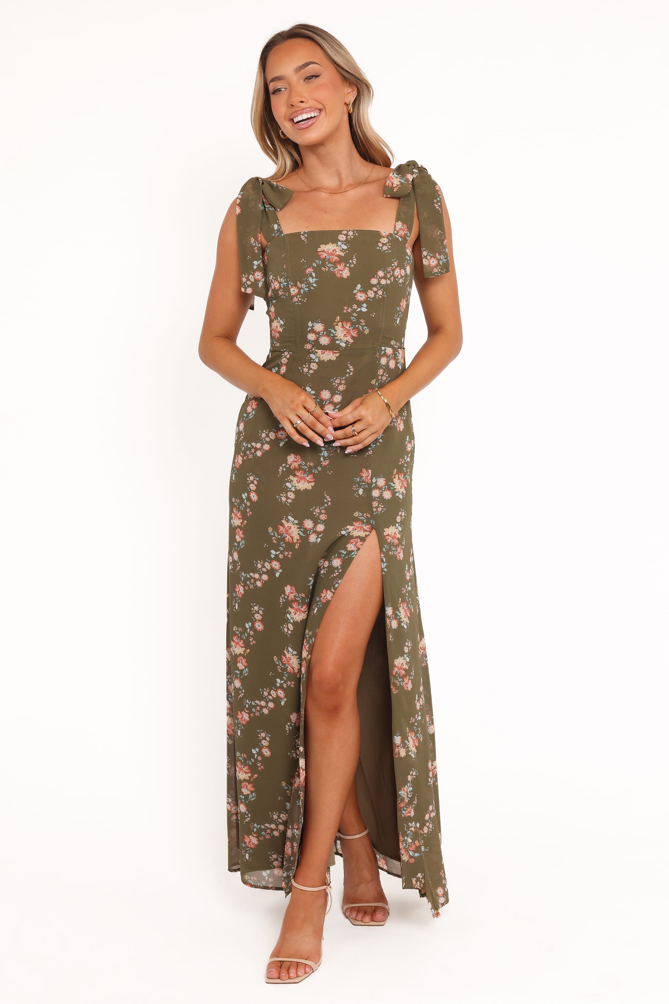 Petal and Pup USA DRESSES Renita Maxi Dress - Olive Floral