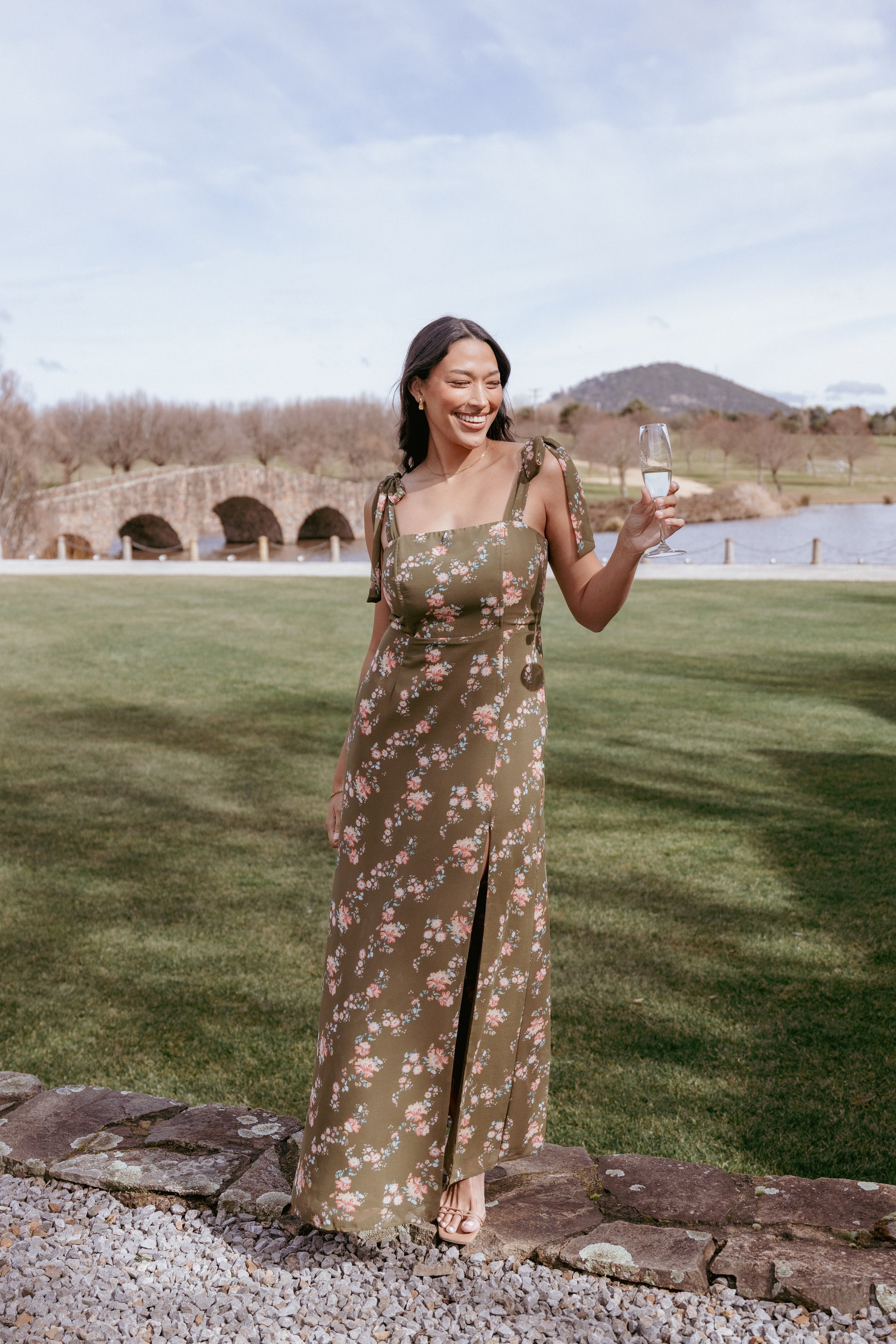 Petal and Pup USA DRESSES Renita Maxi Dress - Olive Floral