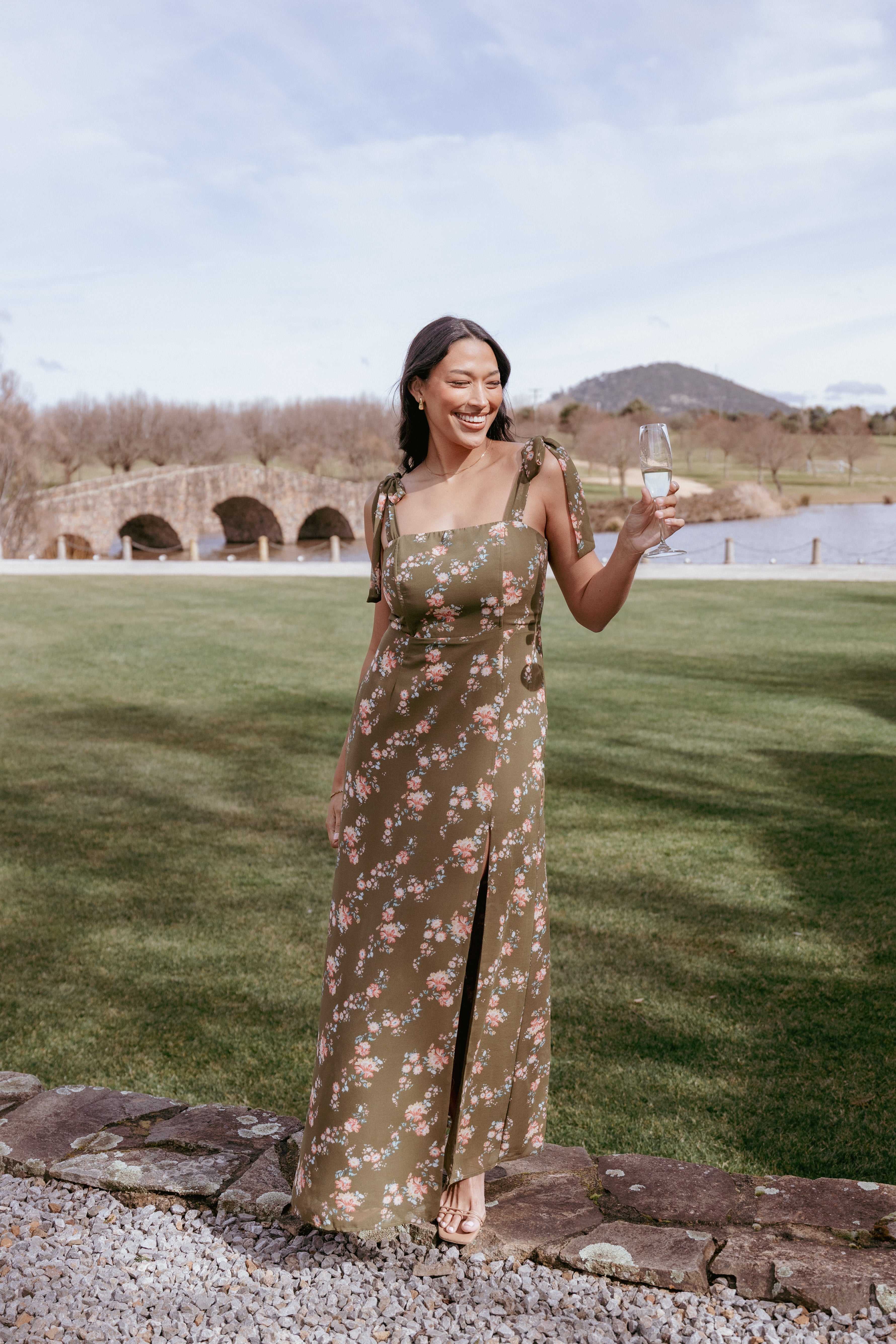 Petal and Pup USA DRESSES Renita Maxi Dress - Olive Floral