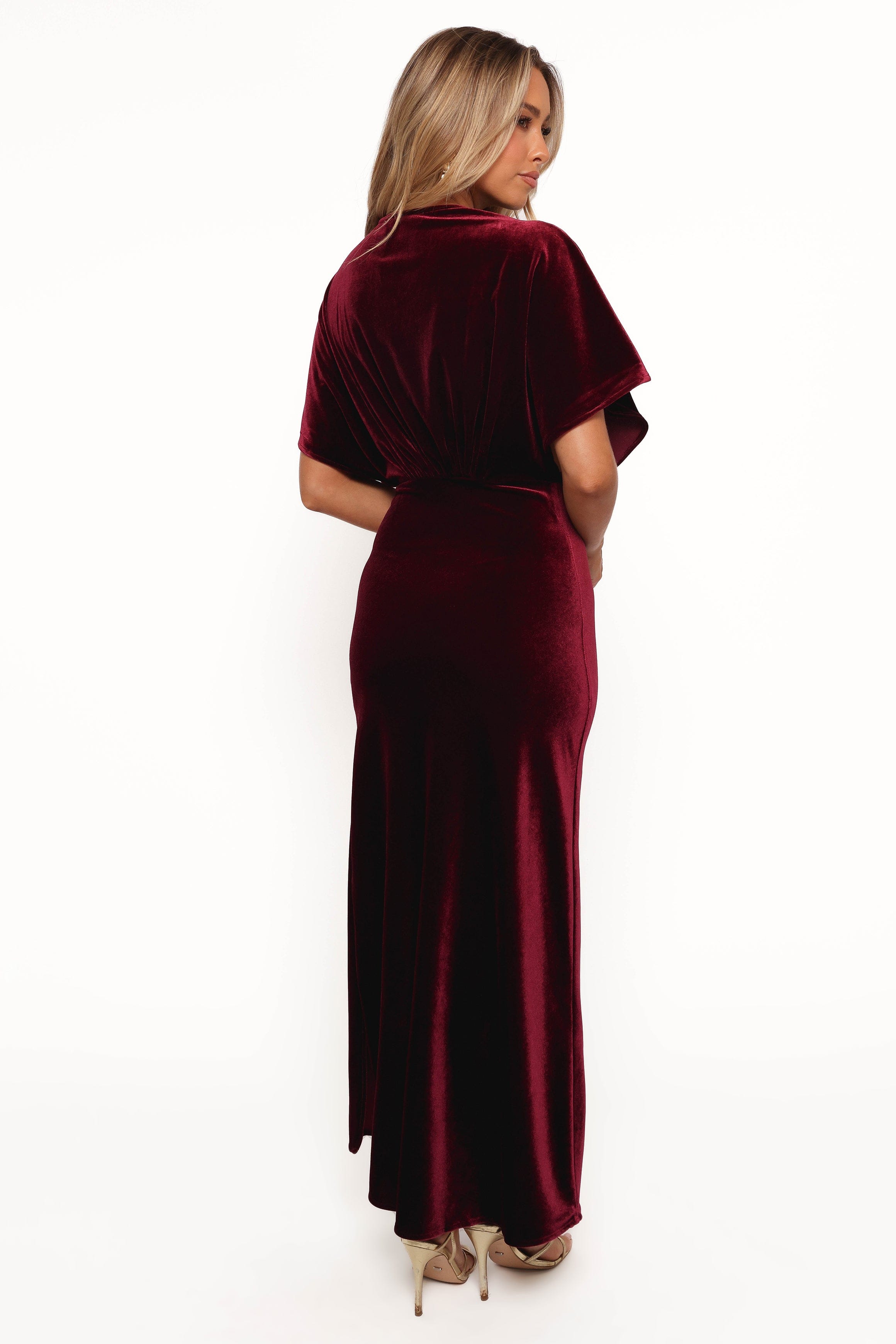 Petal and Pup USA DRESSES Ricki Velvet Maxi Dress - Wine