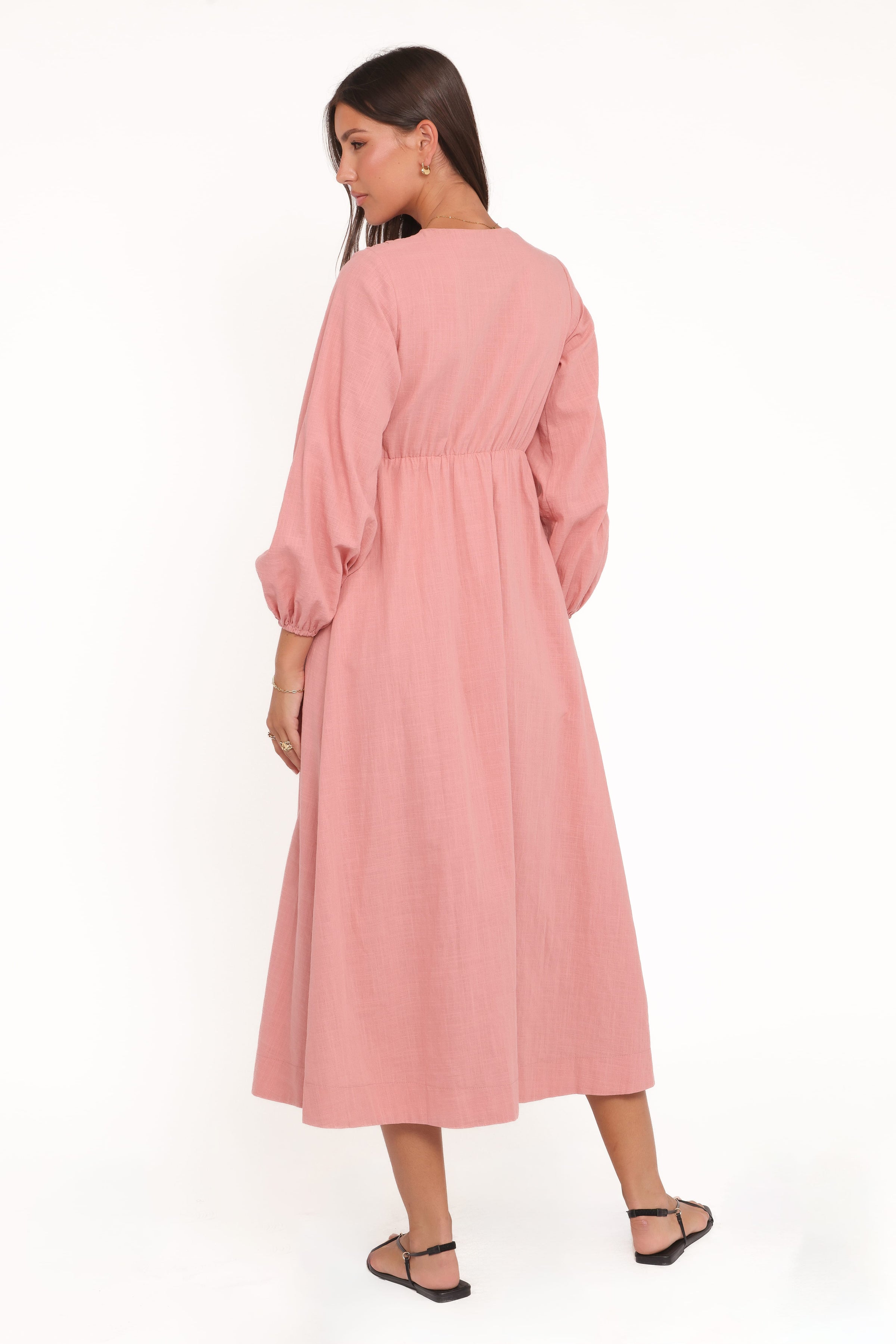 Petal and Pup USA DRESSES Riven Long Sleeve Maxi Dress - Pink
