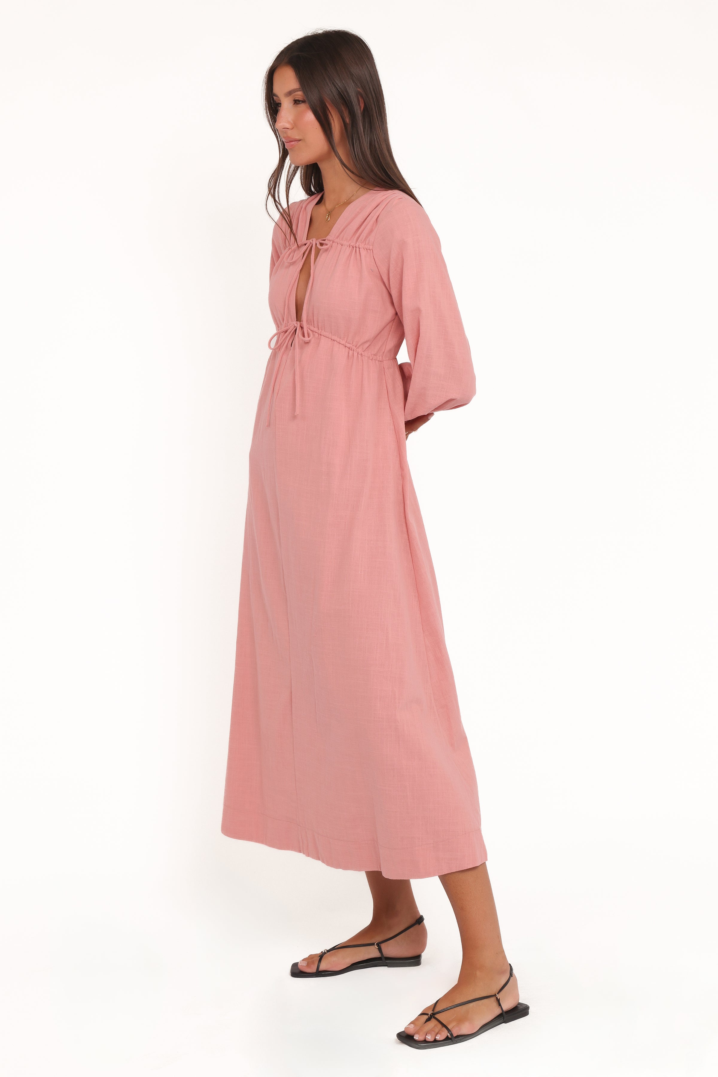Petal and Pup USA DRESSES Riven Long Sleeve Maxi Dress - Pink