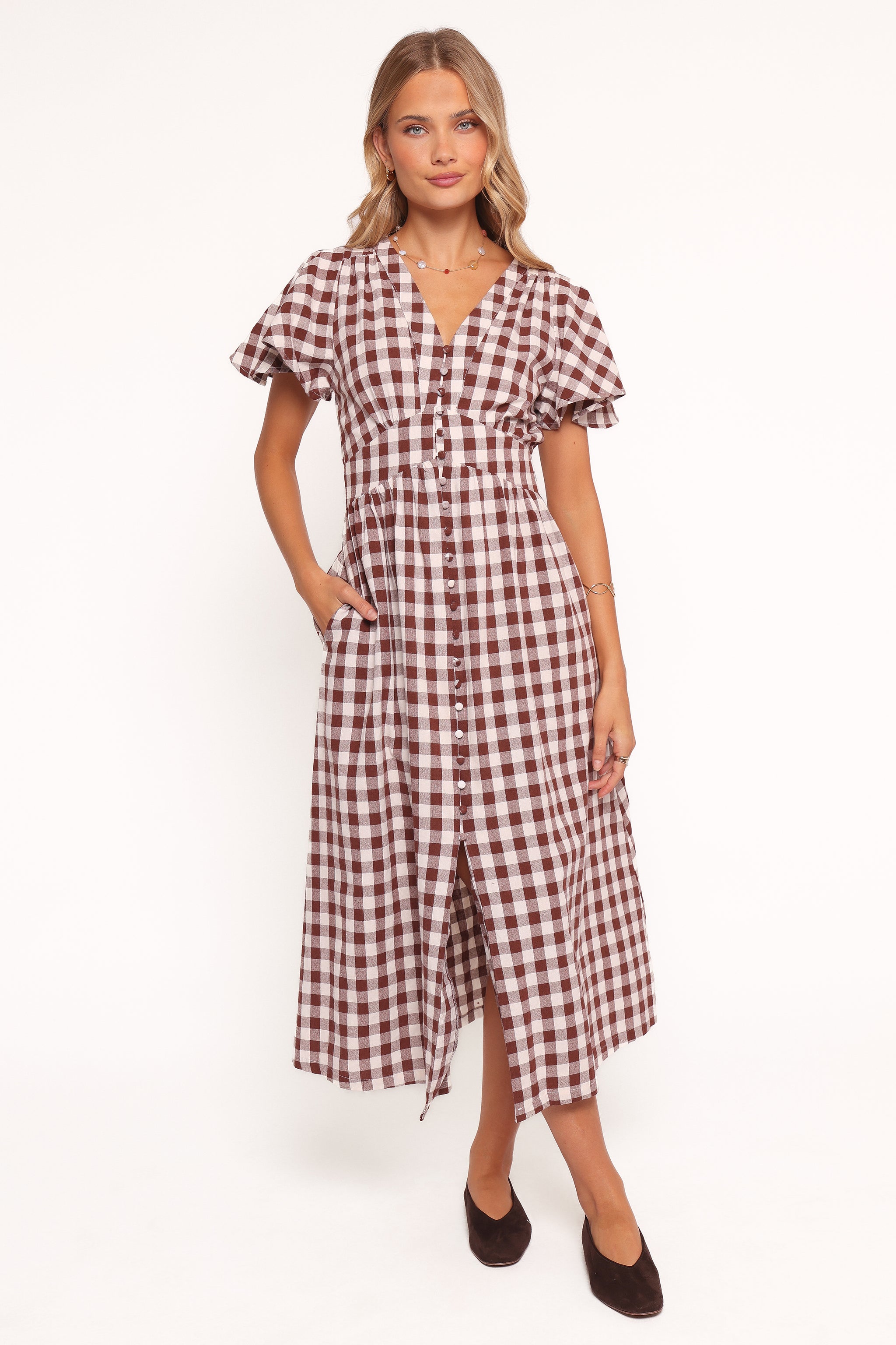 Robinson Maxi Dress - Brown Gingham | Petal & Pup USA Robinson Maxi Dress - Brown Gingham | Petal & Pup USA