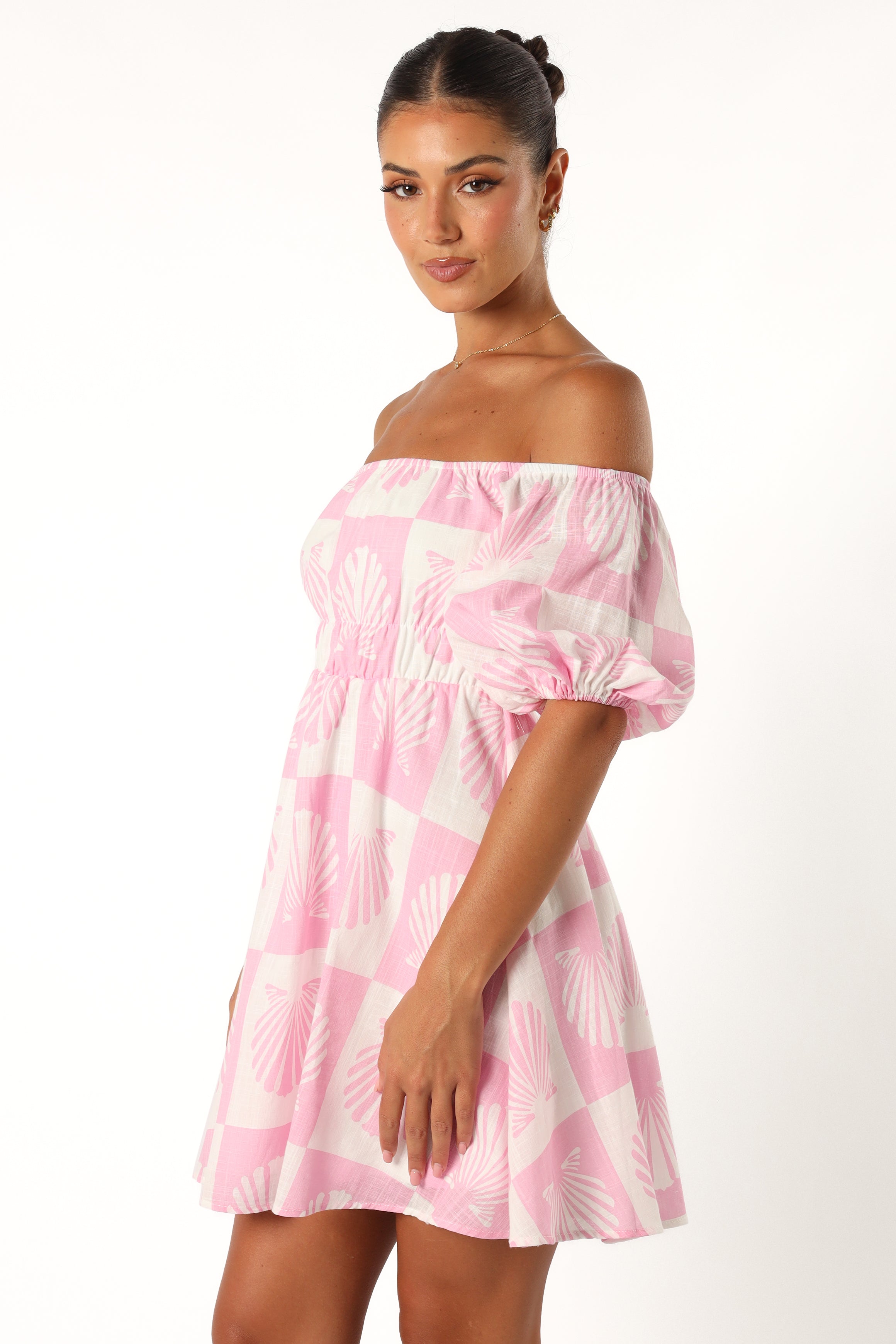 Petal and Pup USA DRESSES Rocco Off Shoulder Mini Dress - Pink