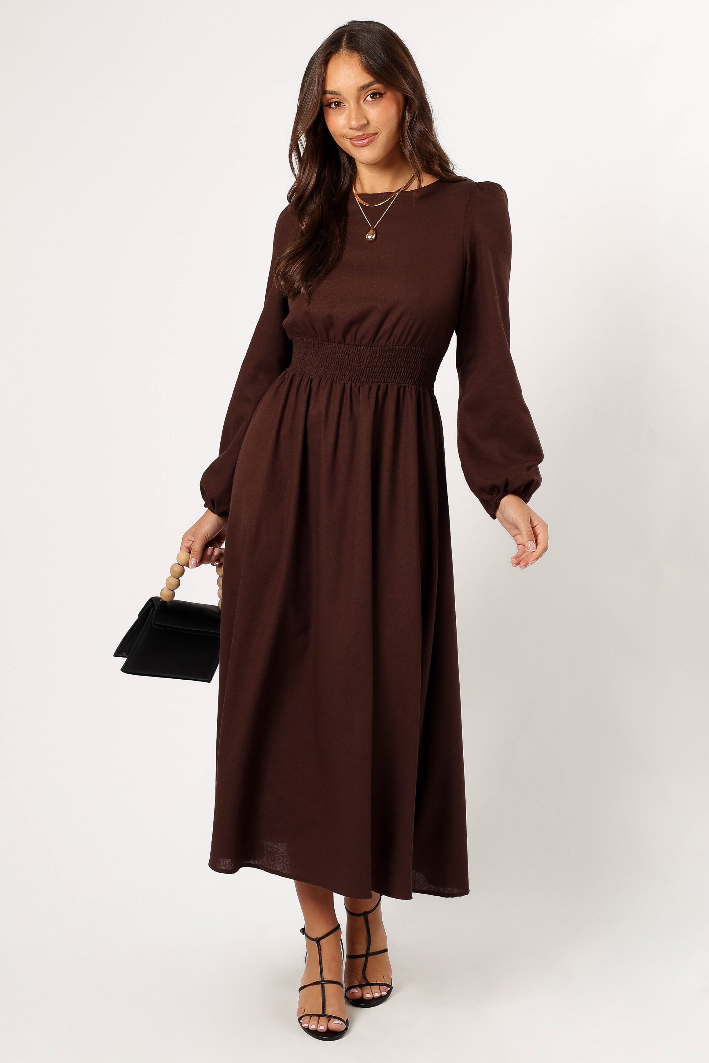 Petal and Pup USA DRESSES Roman Long Sleeve Maxi Dress - Brown