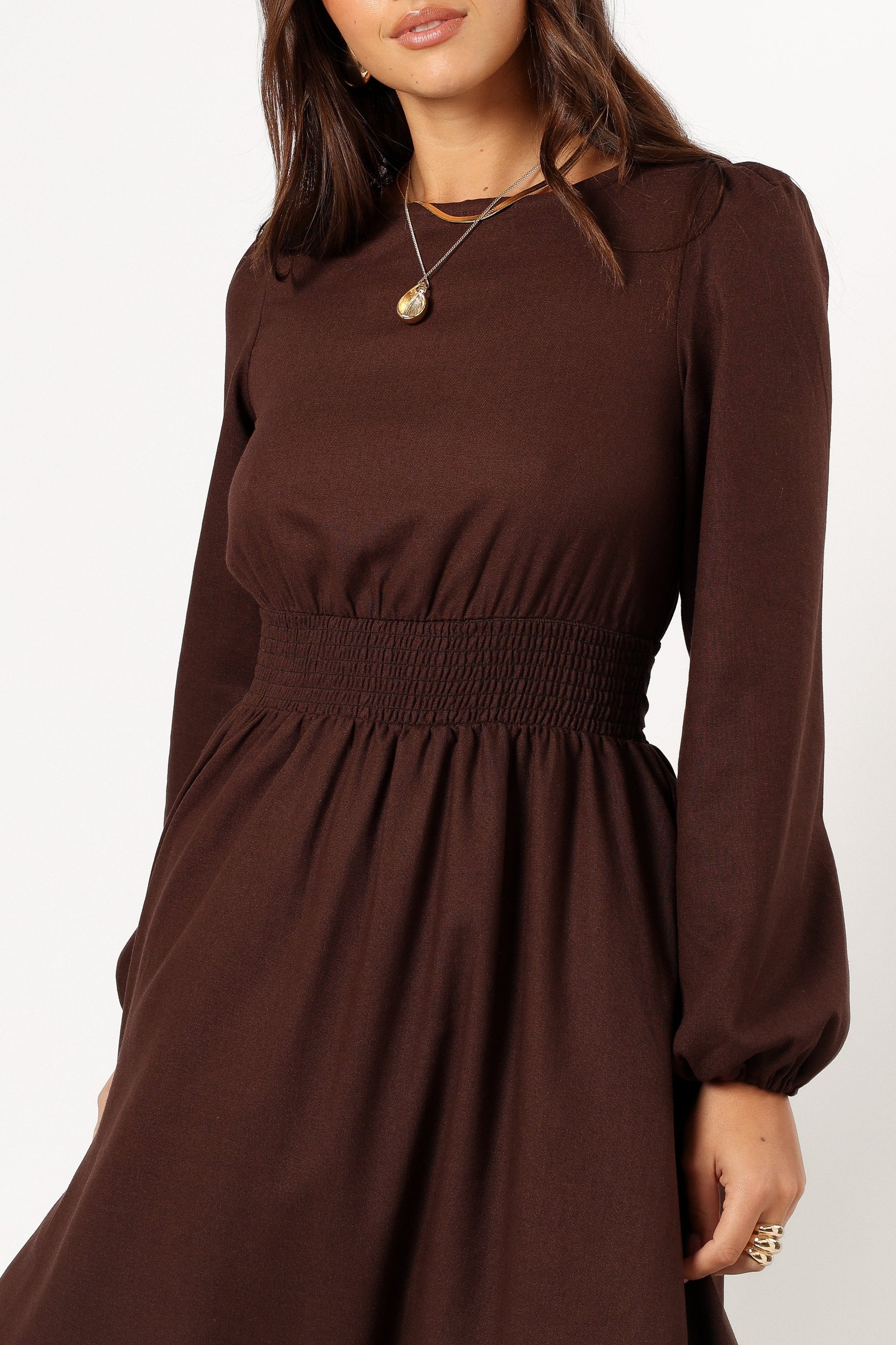 Petal and Pup USA DRESSES Roman Long Sleeve Maxi Dress - Brown