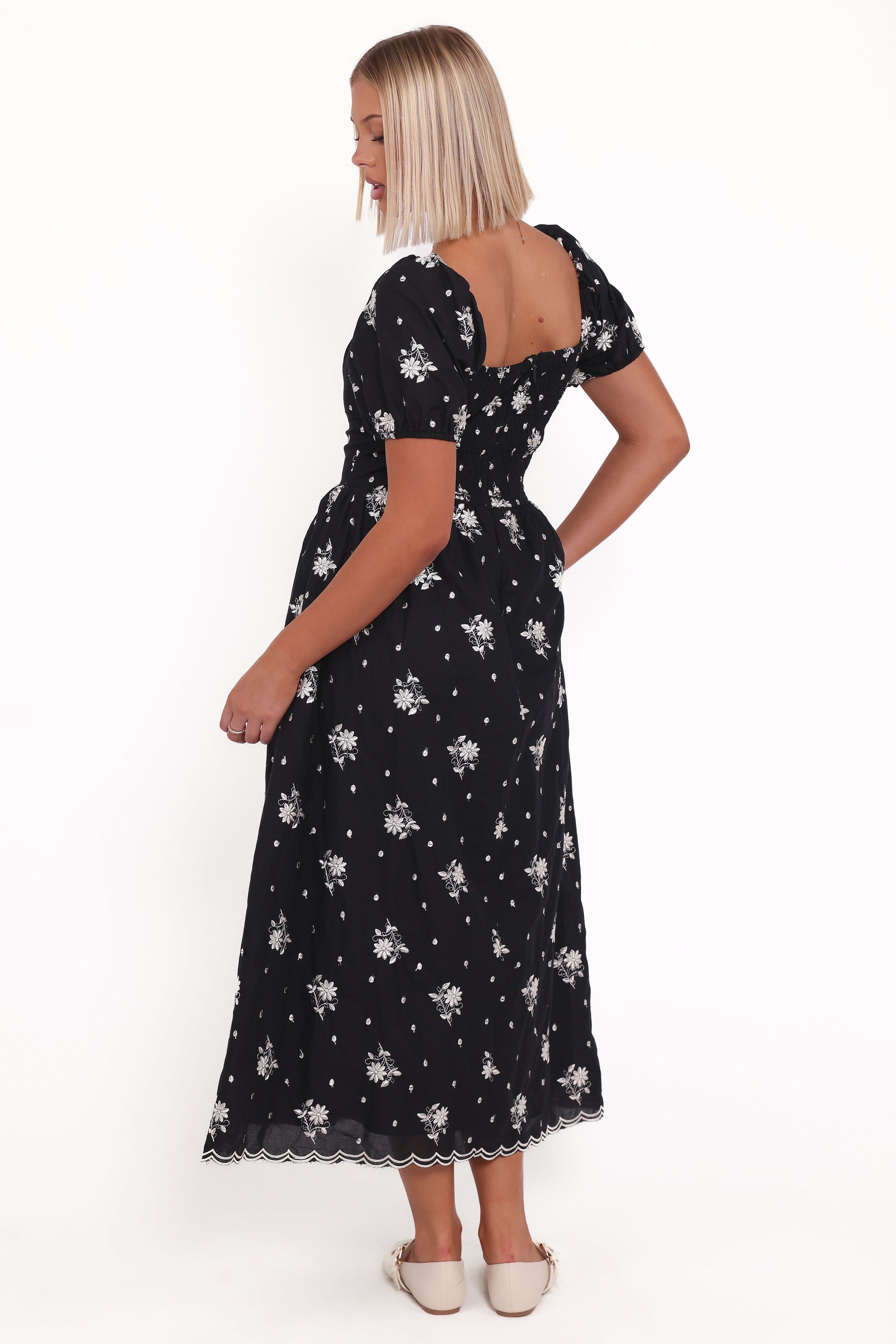 Petal and Pup USA DRESSES Rosemarie Midi Dress - Black Floral (Hold for Amazon)