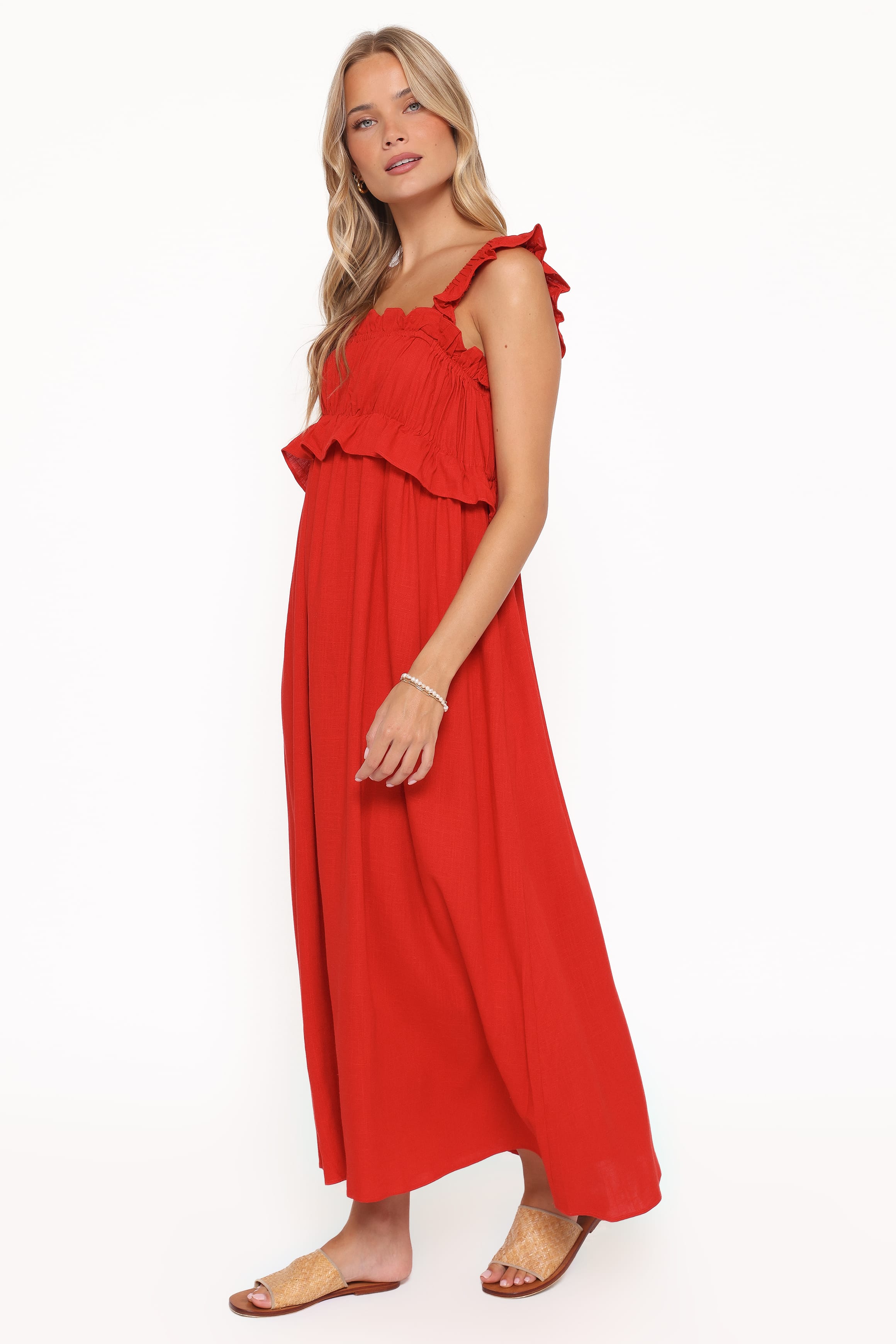 Petal and Pup USA DRESSES Ross Frill Strap Maxi Dress - Red