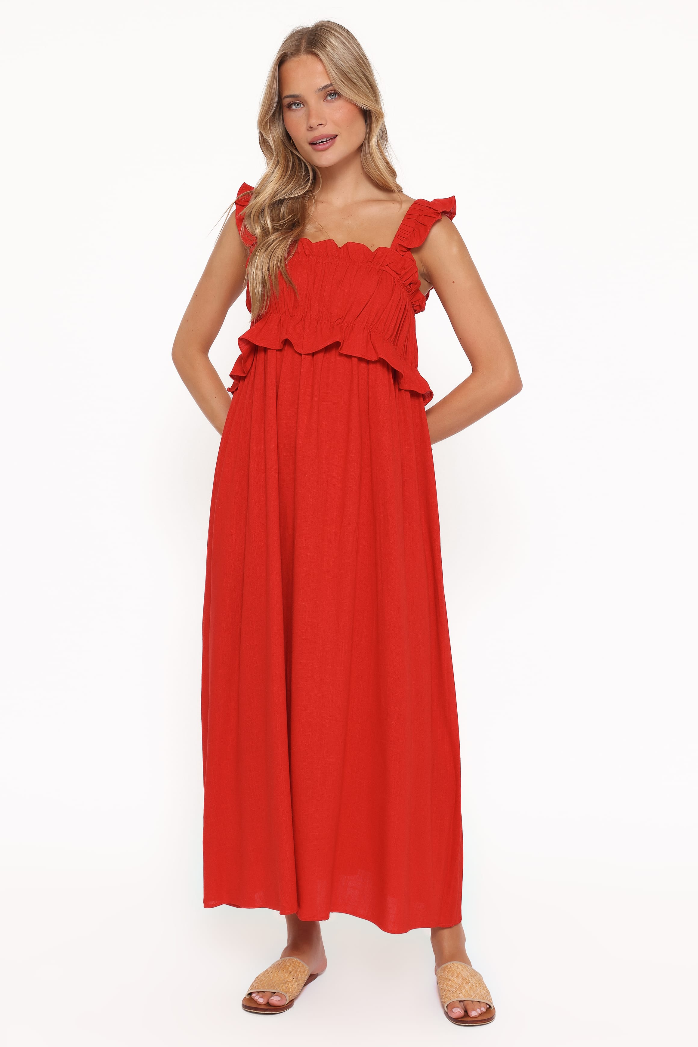 Petal and Pup USA DRESSES Ross Frill Strap Maxi Dress - Red