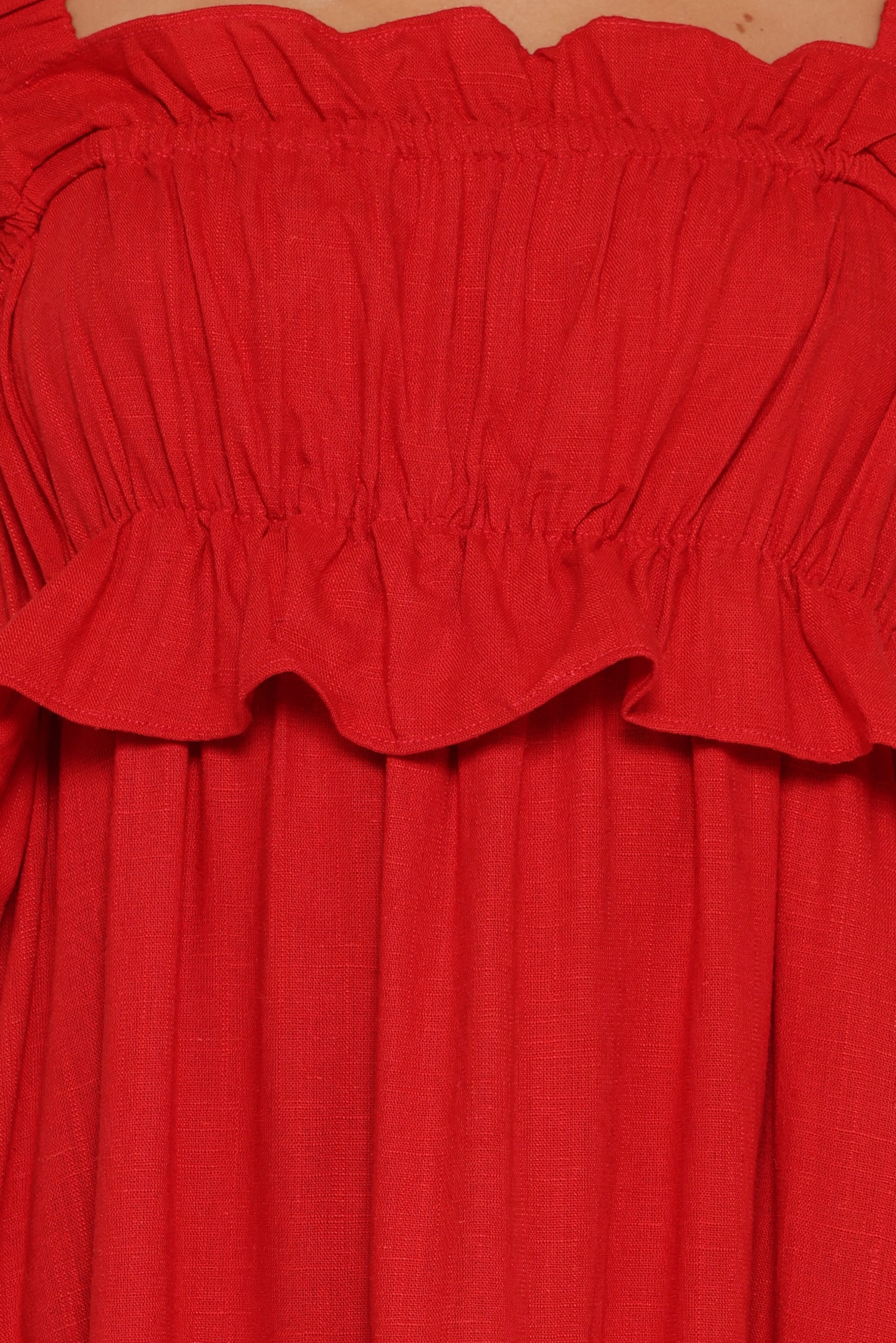 Petal and Pup USA DRESSES Ross Frill Strap Maxi Dress - Red