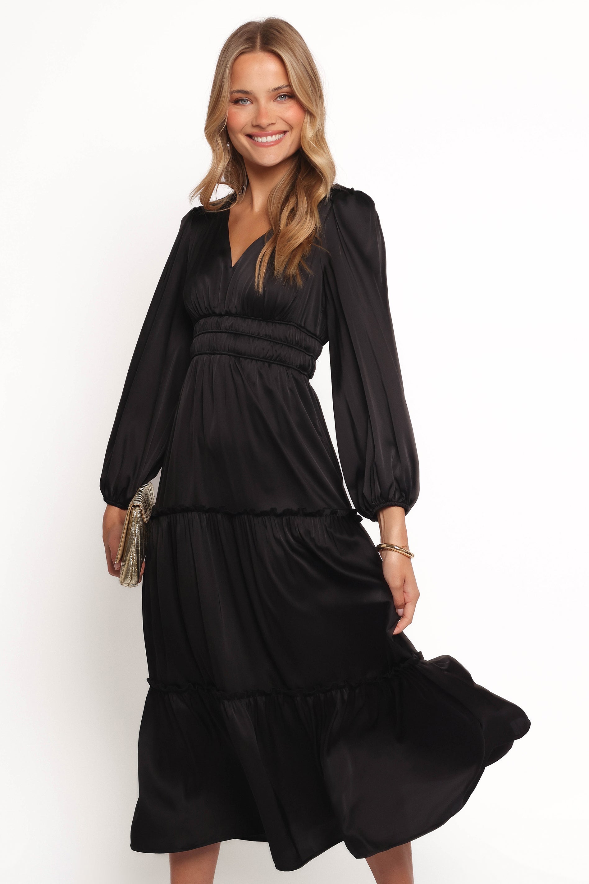 Petal and Pup USA DRESSES Rowen Long Sleeve Maxi Dress - Black