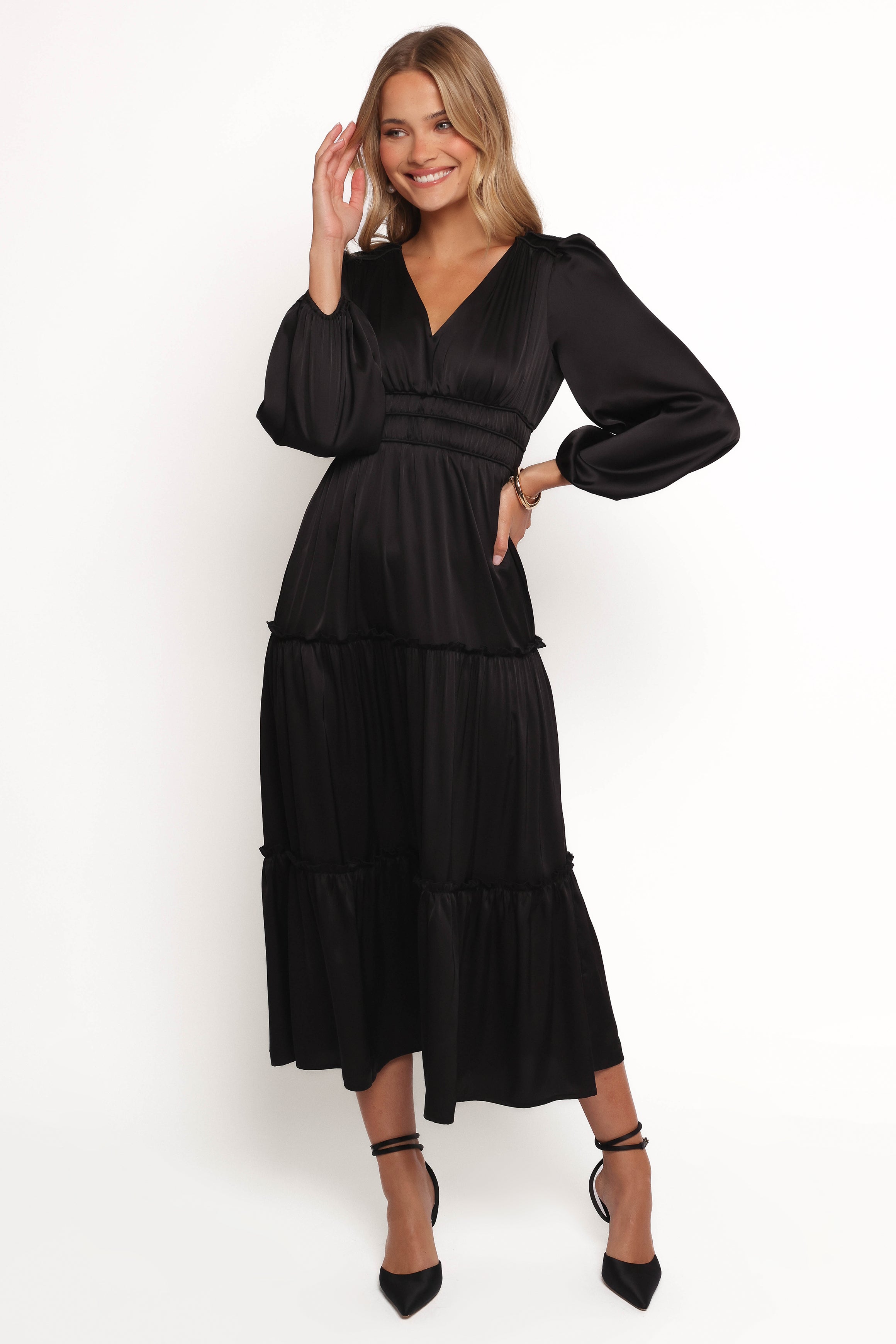 Petal and Pup USA DRESSES Rowen Long Sleeve Maxi Dress - Black