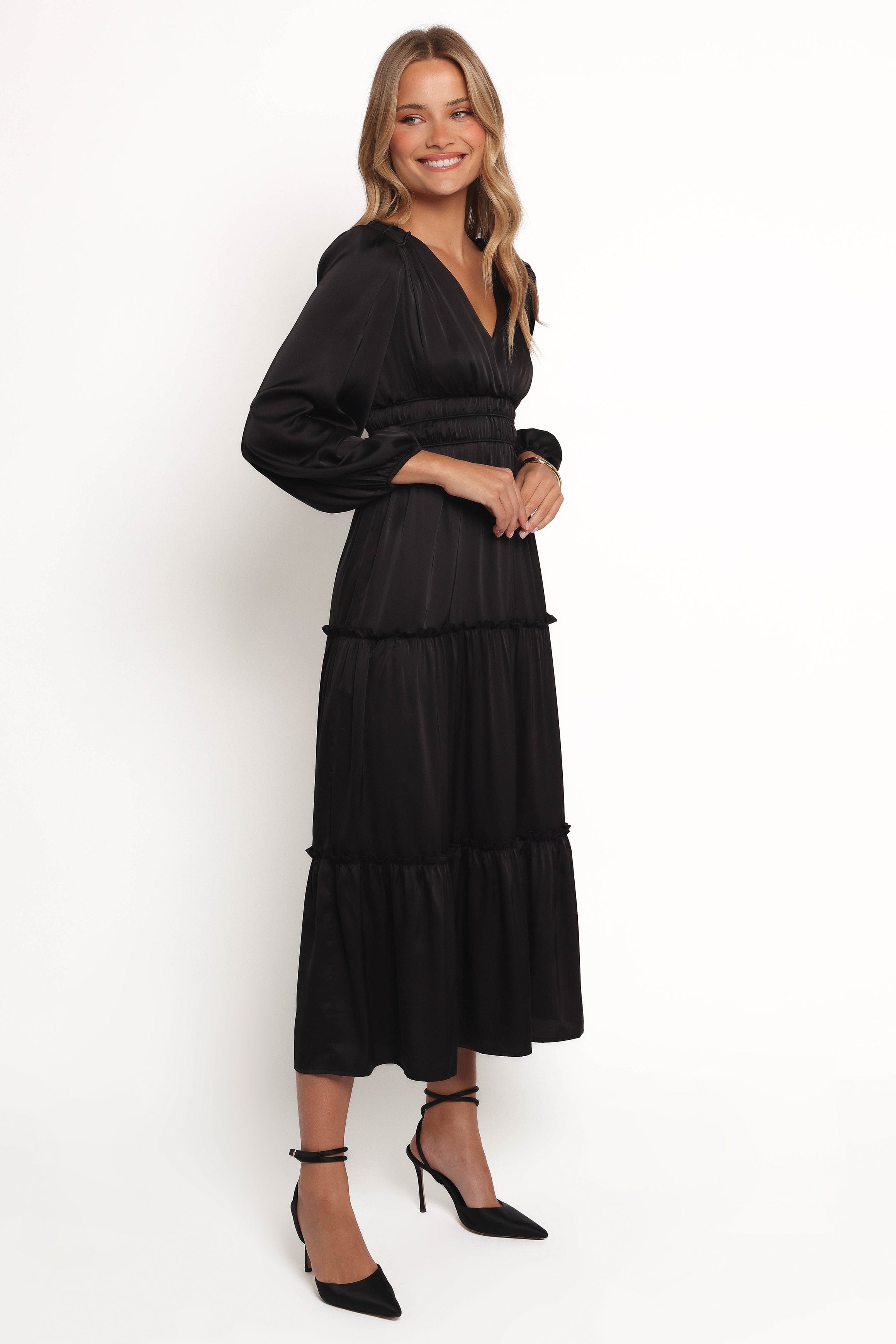 Petal and Pup USA DRESSES Rowen Long Sleeve Maxi Dress - Black
